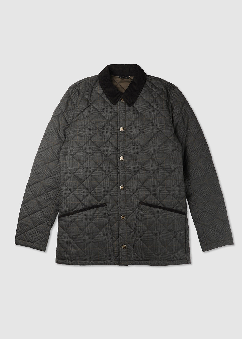 Image of Barbour Mens Checked Heritage Liddesdale Quilt Jacket In Olive