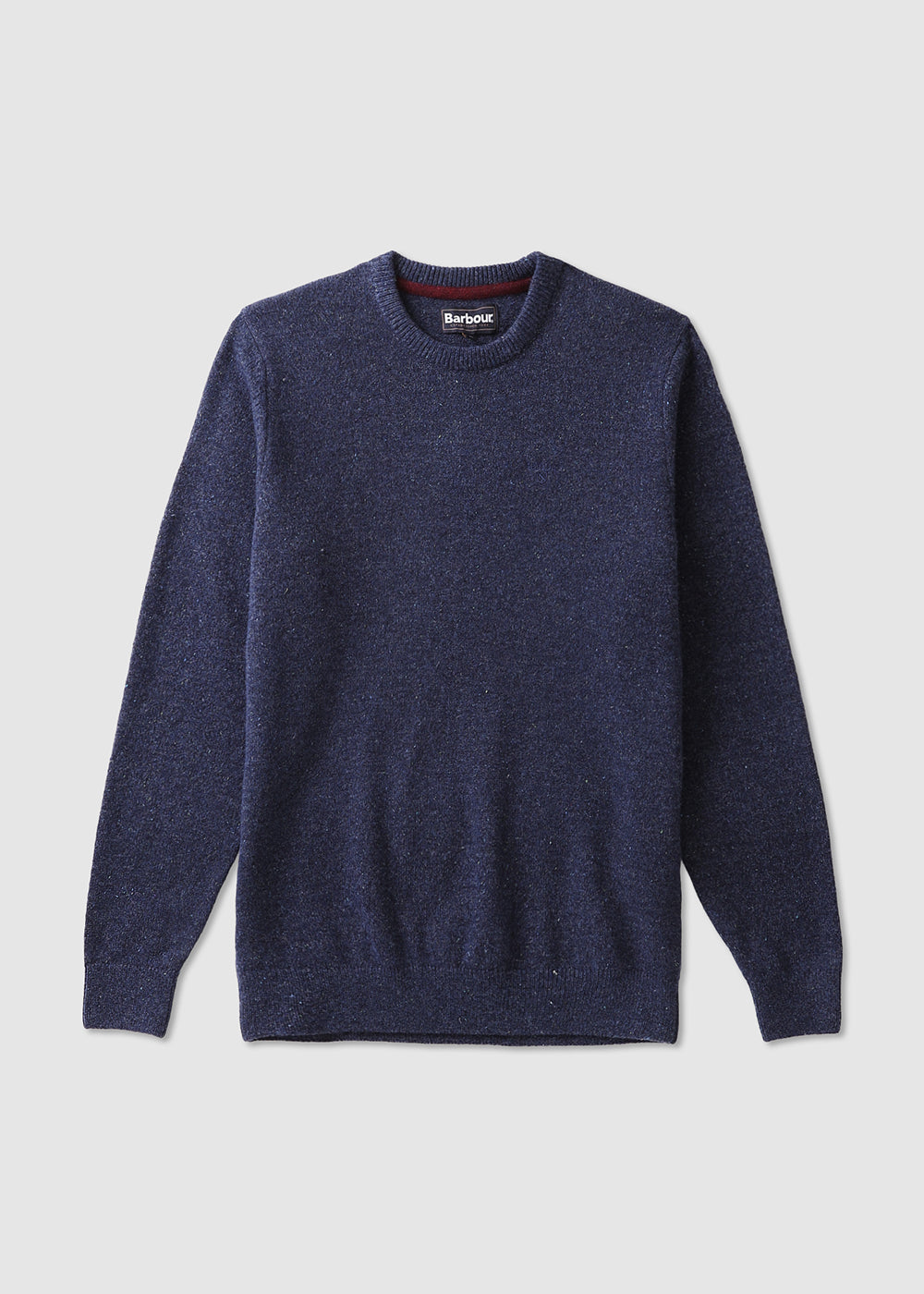 Image of Barbour Mens Essential Tisbury Crewneck Knit Sweatshirt In Deep Blue