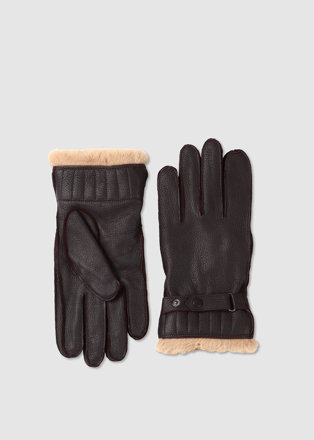Image of Barbour Mens Leather Utility Gloves In Brown