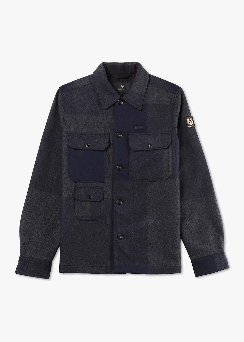 Image of Belstaff Mens Forge Overshirt In Navy/Charcoal