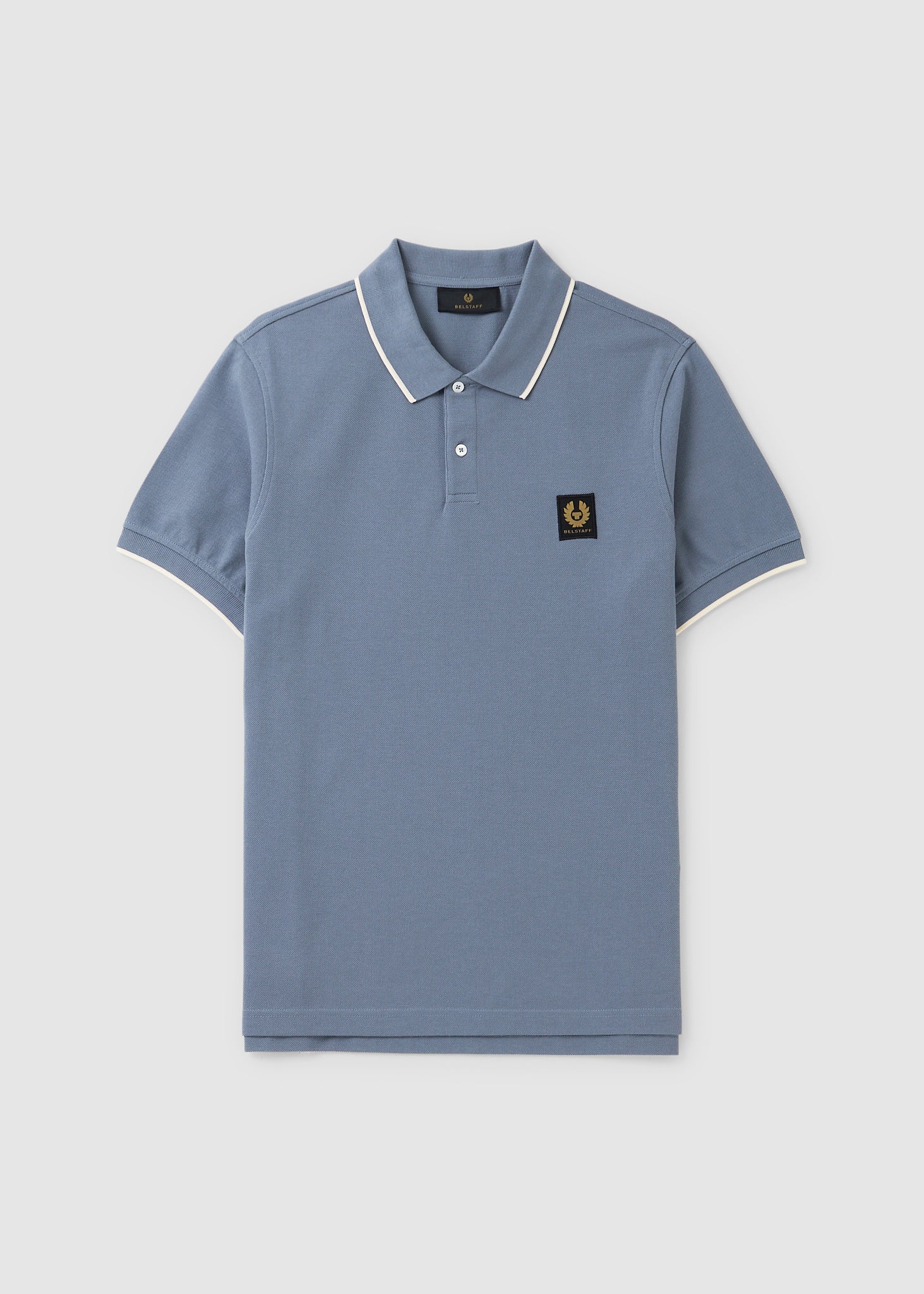 Image of Belstaff Mens Logo Tipped Poloshirt In Blue Flint