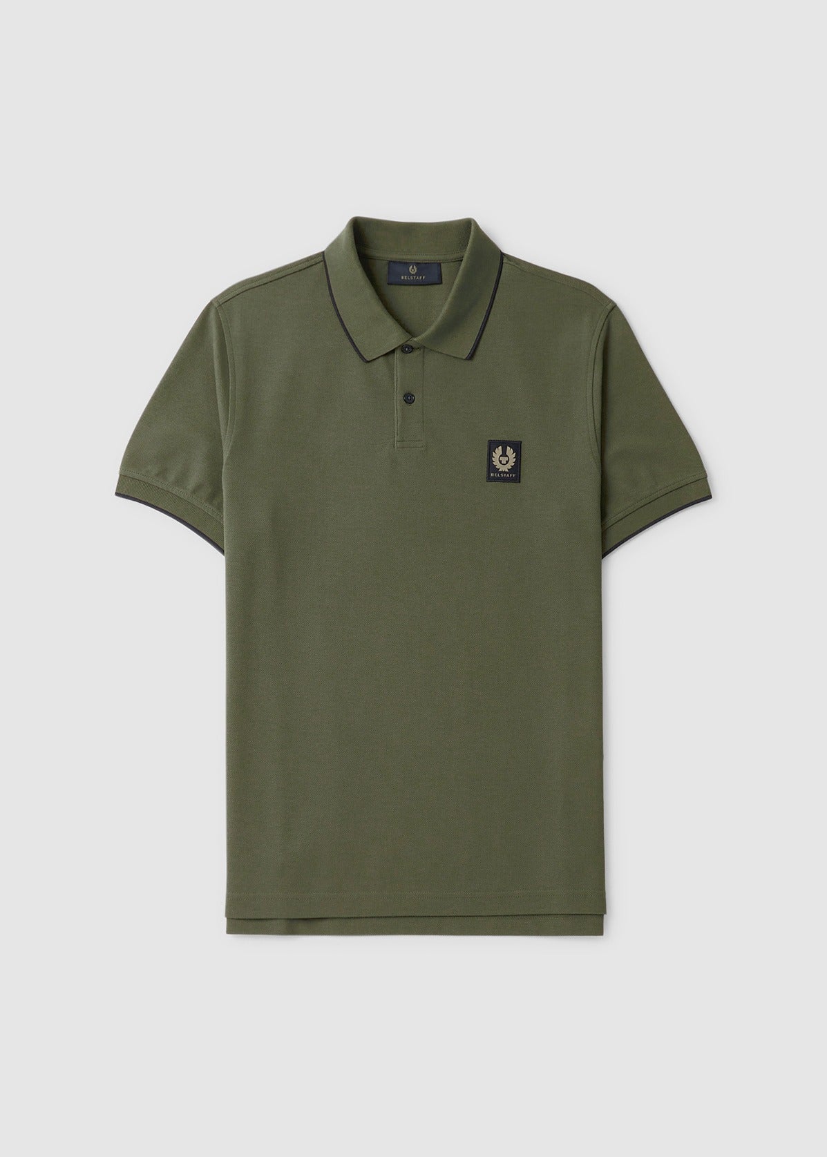 Image of Belstaff Mens Logo Tipped Poloshirt In True Olive