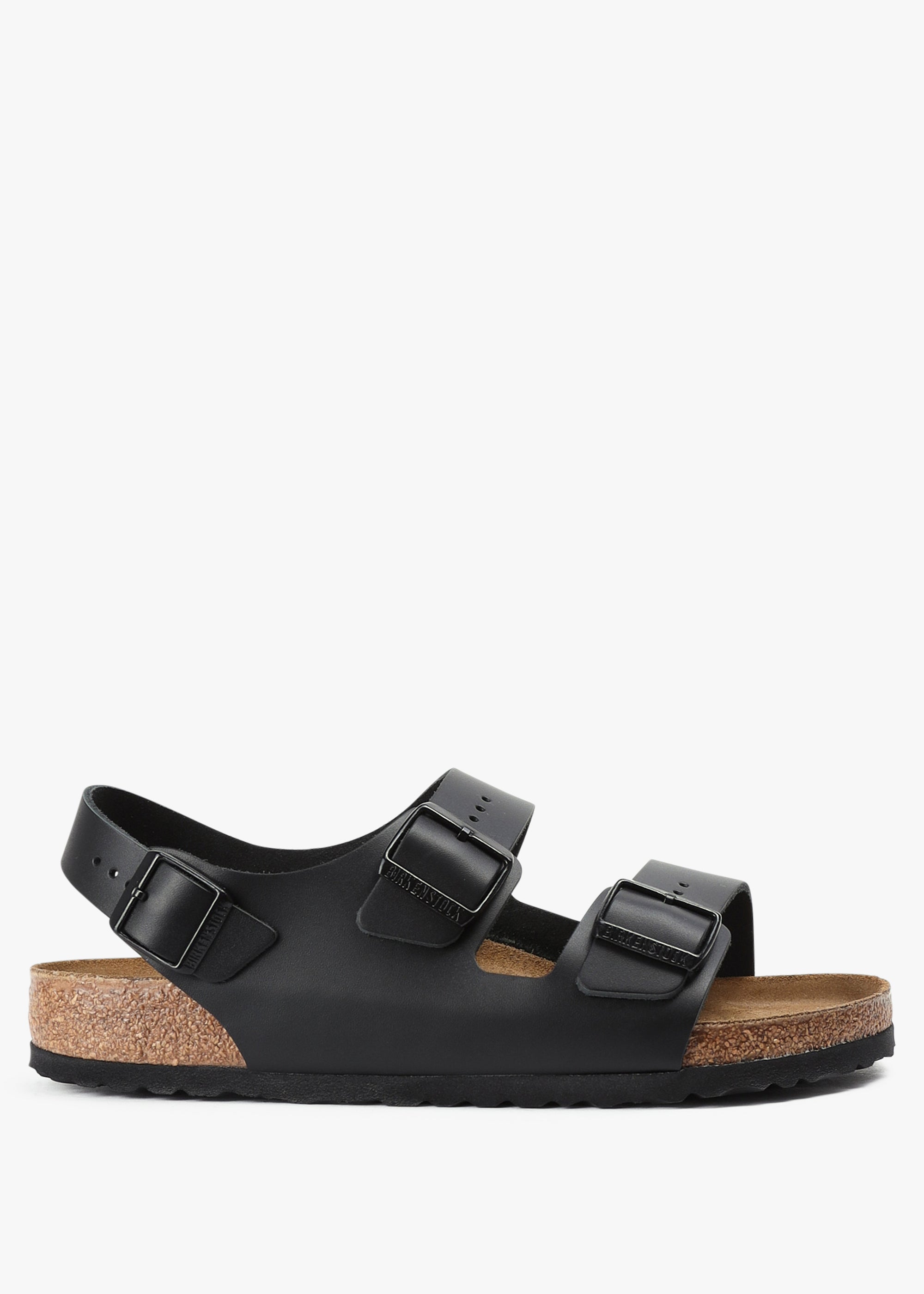 Birkenstock Mens Milano Natural Leather Sandals In Black - Black