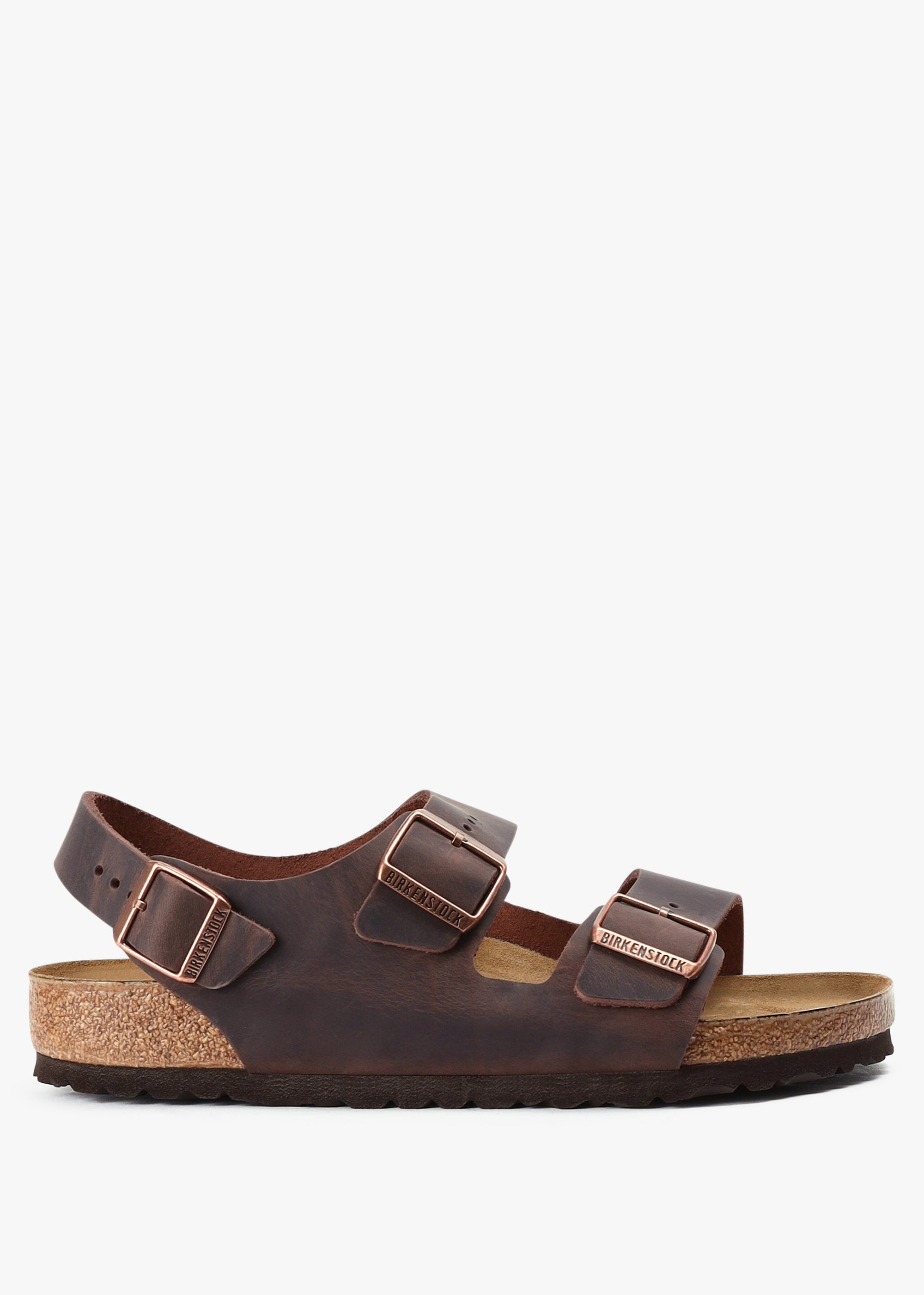 Birkenstock Mens Milano Oiled Leather Sandals In Habana - Brown