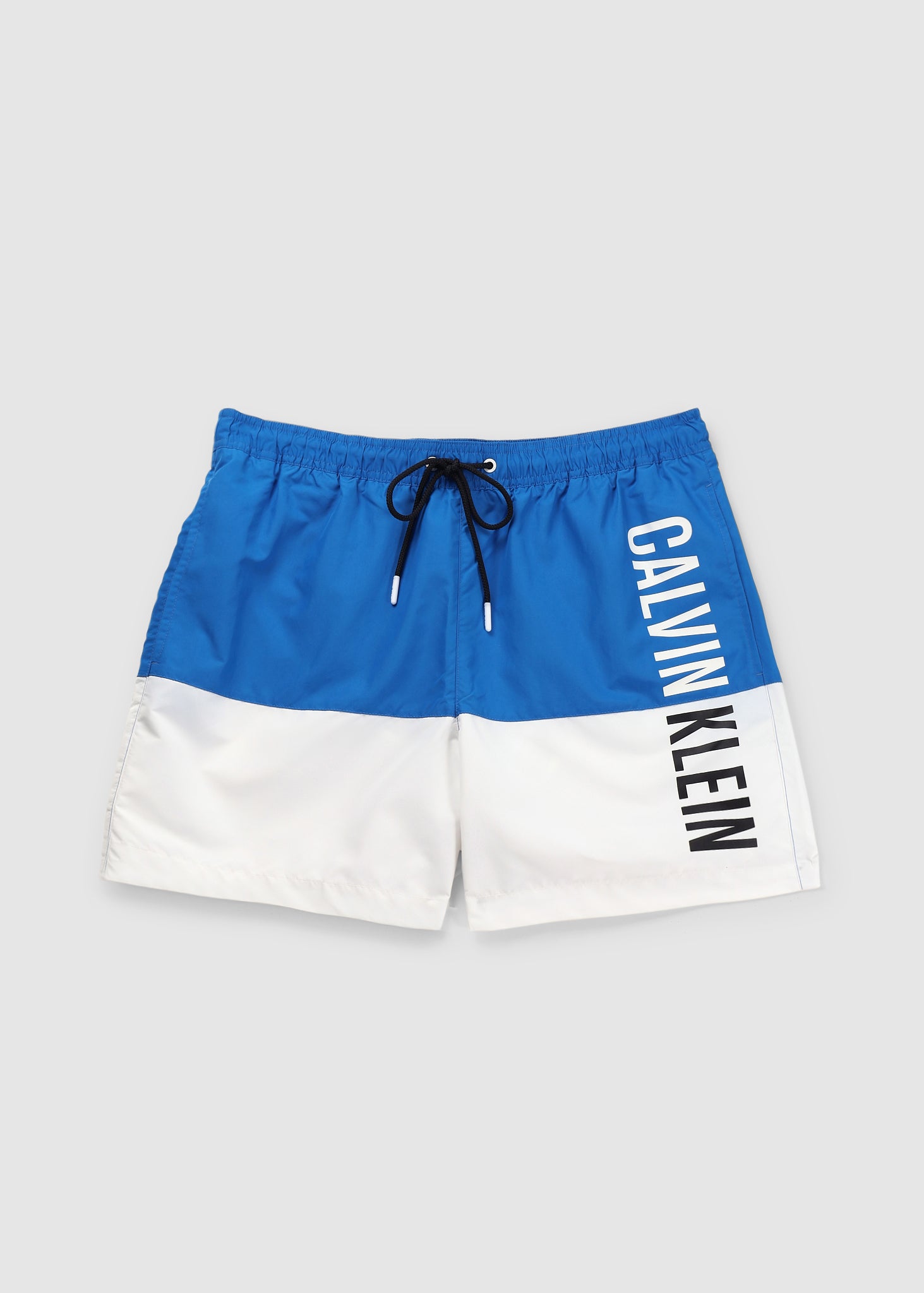 Image of Calvin Klein Mens Medium Drawstring Block Swim Shorts In Dynamic Blue