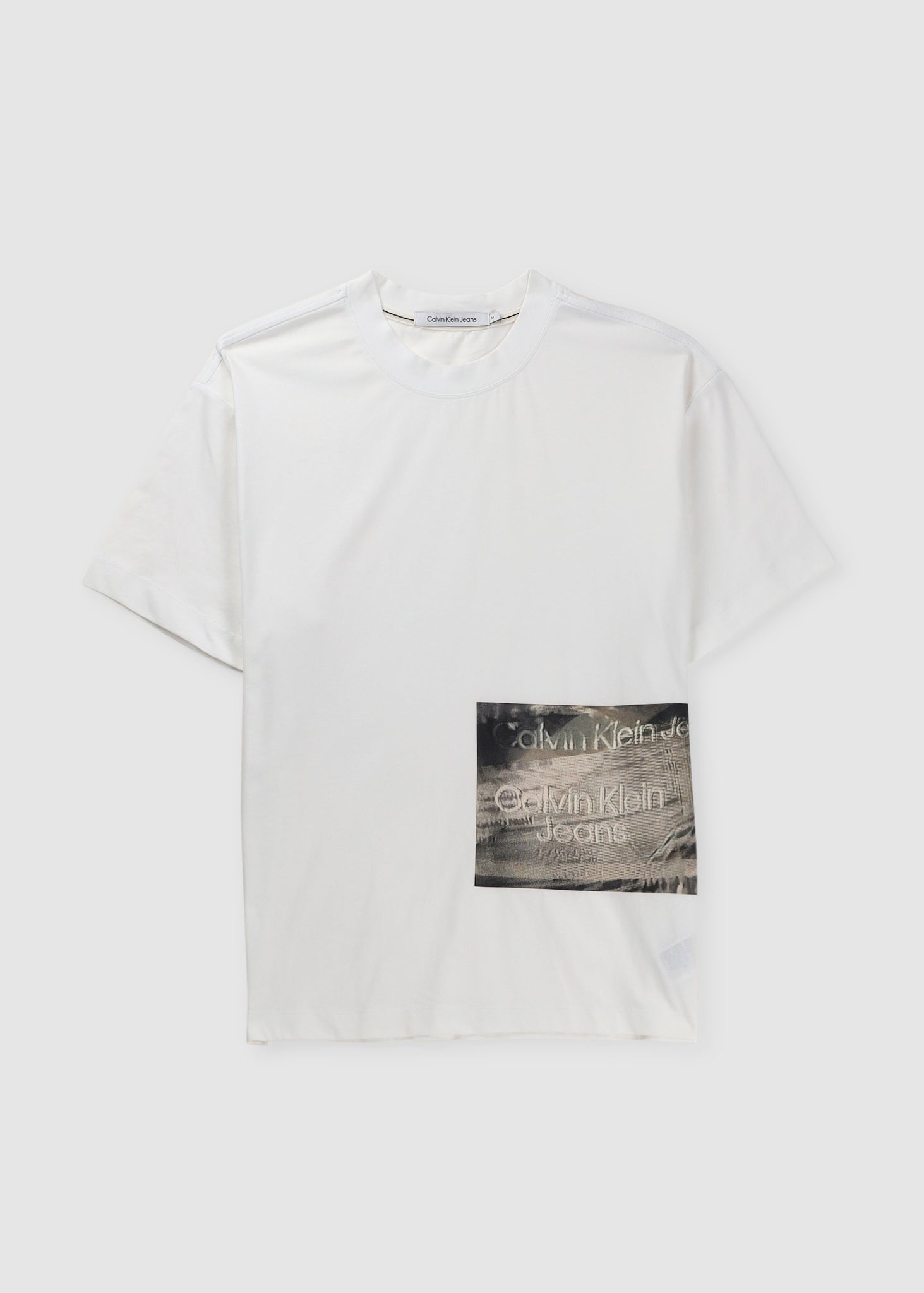 Image of Calvin Klein Mens Motion Blur Photoprint T-Shirt In Bright White