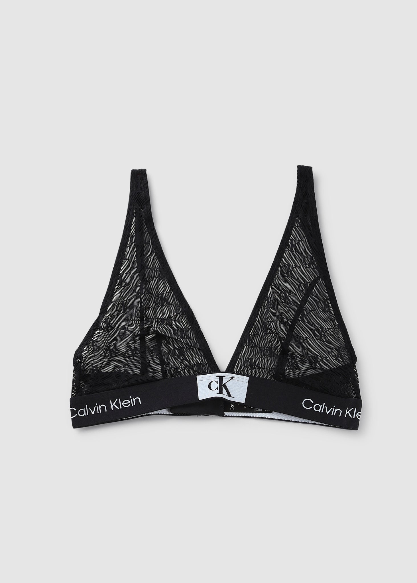 Image of Calvin Klein Womens 1996 Logo Lace Triange Bra In Black