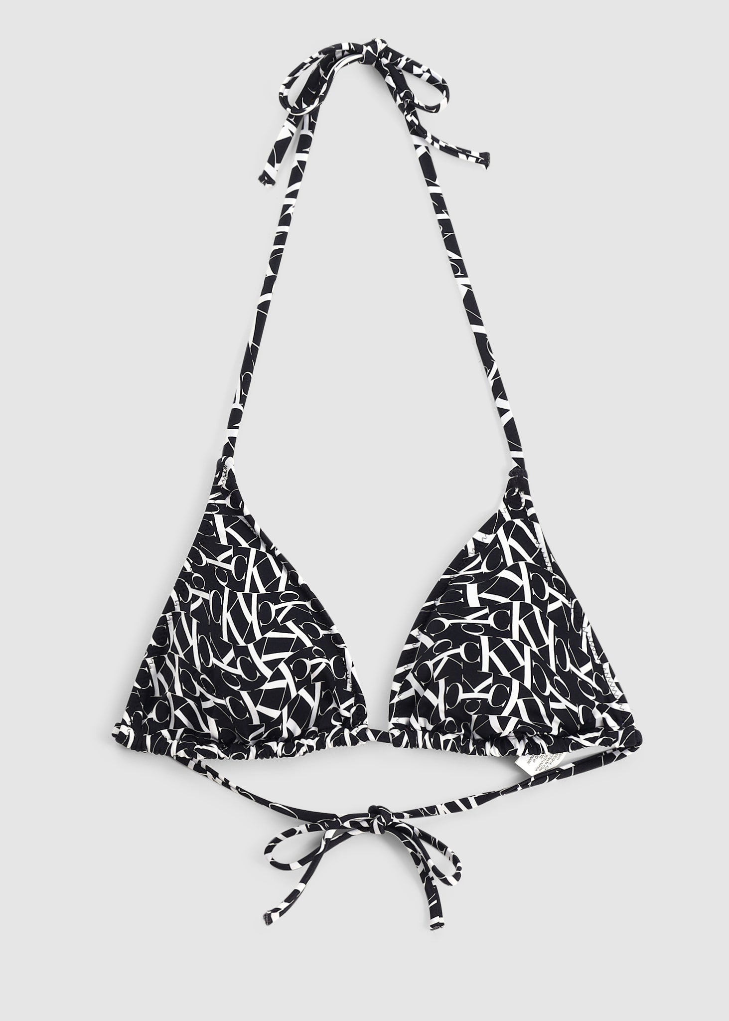 Image of Calvin Klein Womens Warped Logo String Bikini Top In Warped Monogram Black