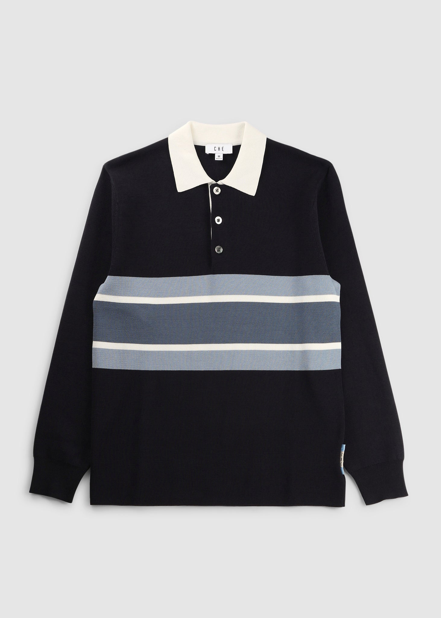 Image of Che Mens Knitted Rugby Poloshirt In Navy