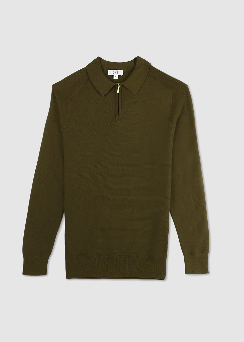 Image of Che Mens Ls Harlow Poloshirt In Dark Olive