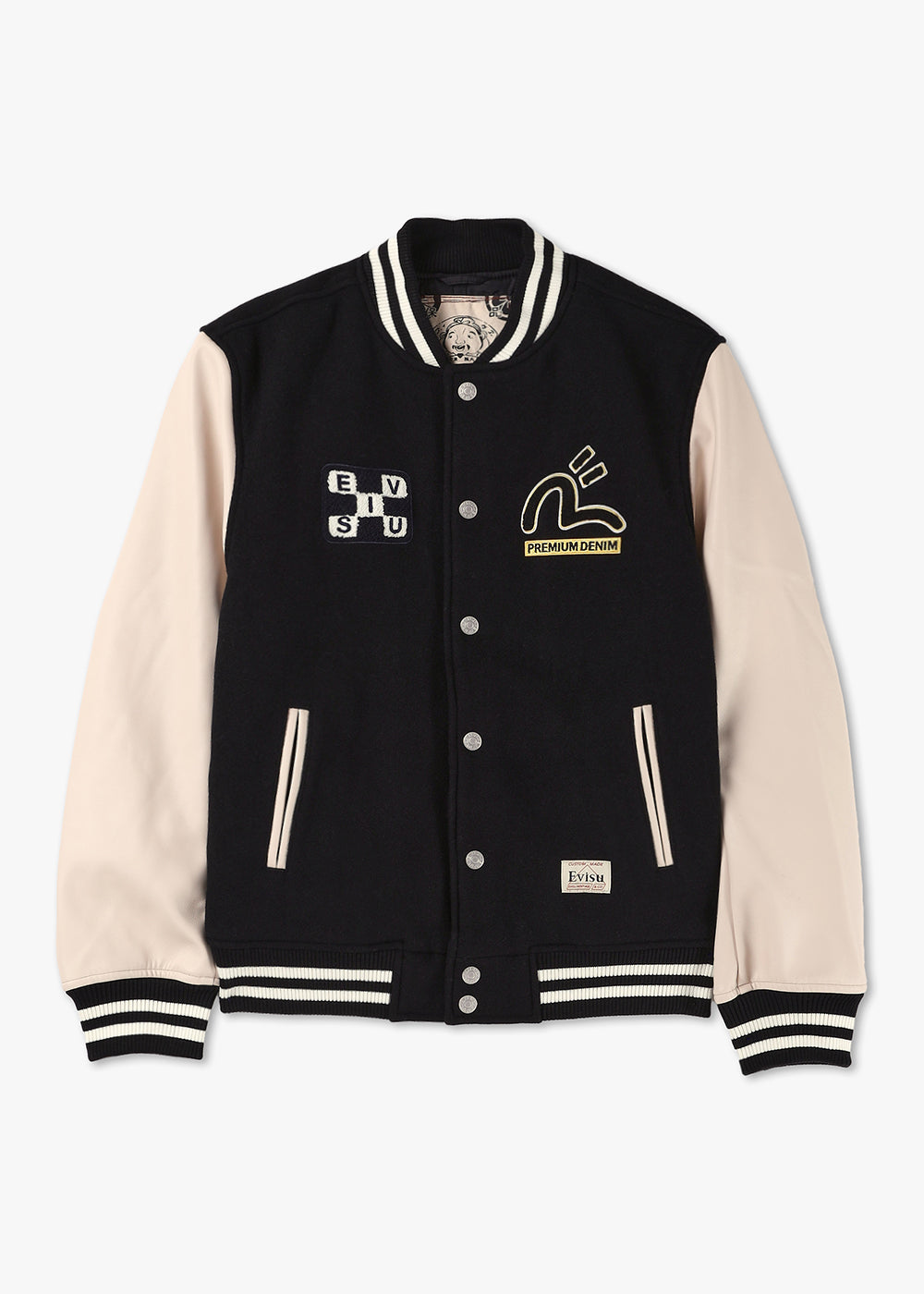 Image of Evisu Mens Daruma Baseball Jacket In Black