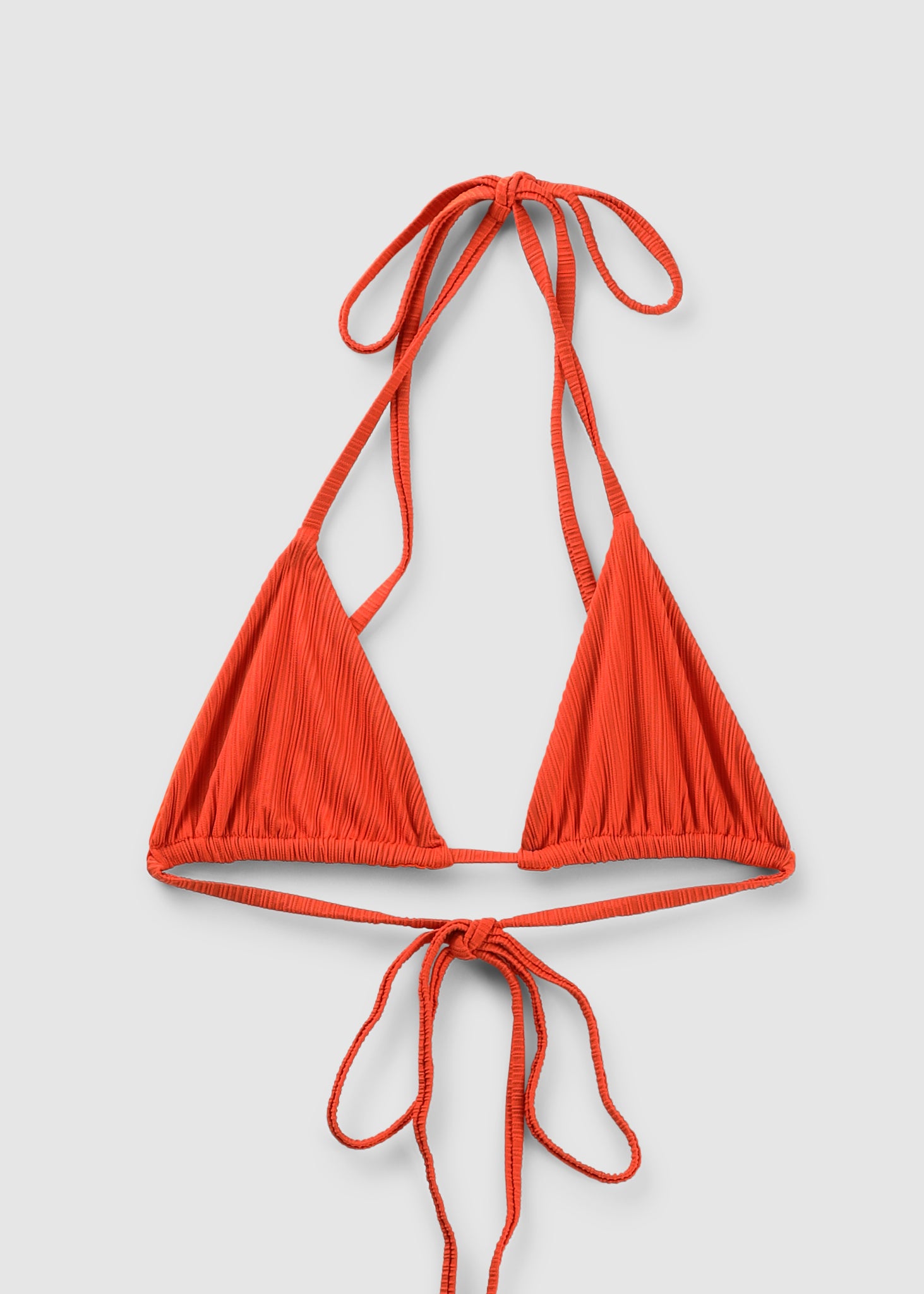 Image of Frankies Bikinis Womens Nick Plisse String Bikini Top In Orange