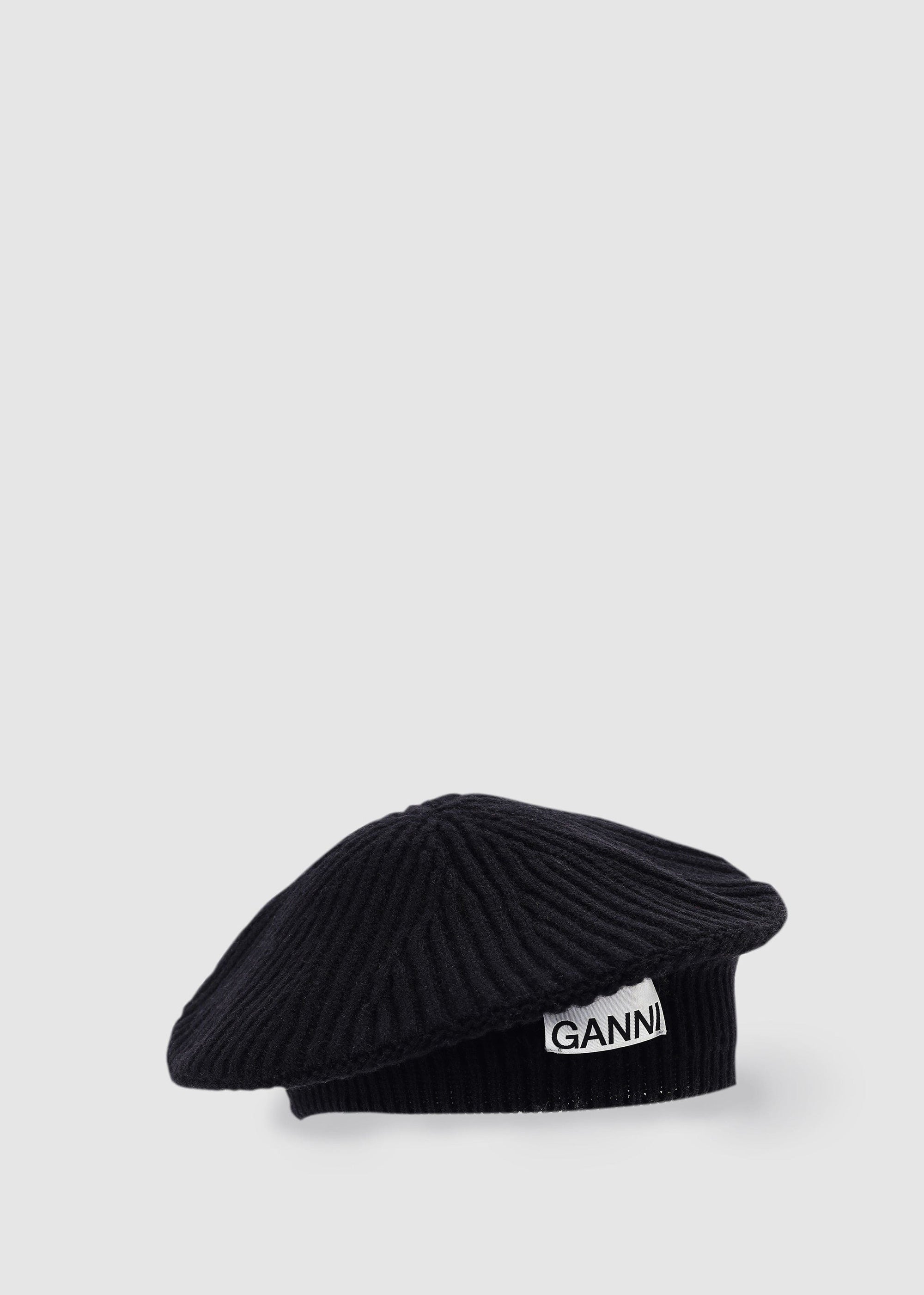 Ganni Women's Rib Beret Black Hat