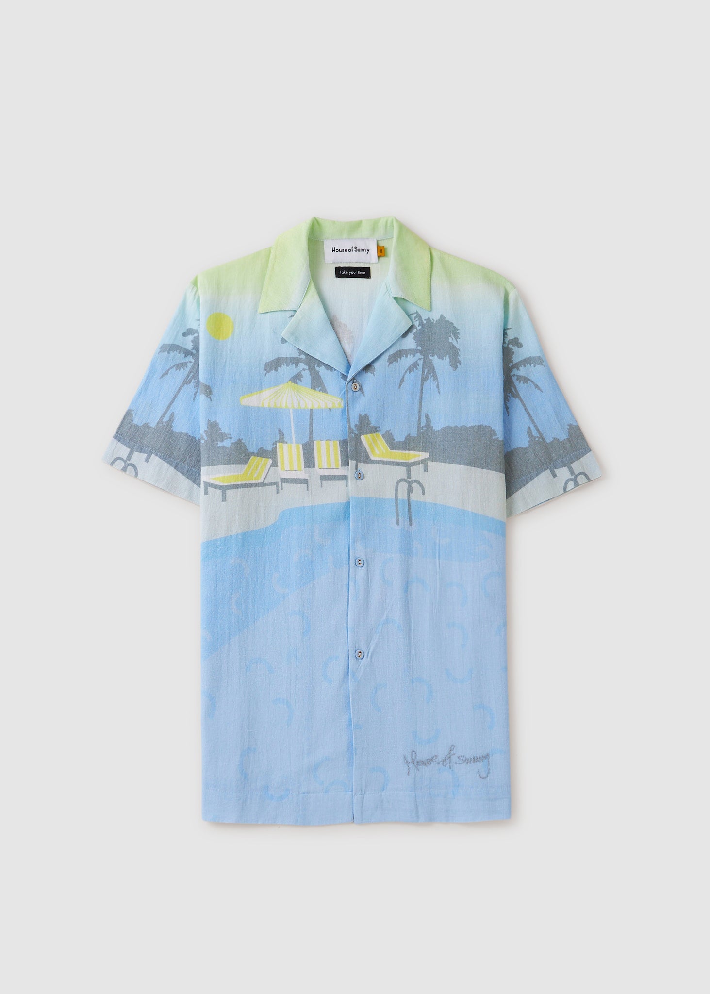 House Of Sunny Womens Take Your Time Poolside Print Oversize Shirt