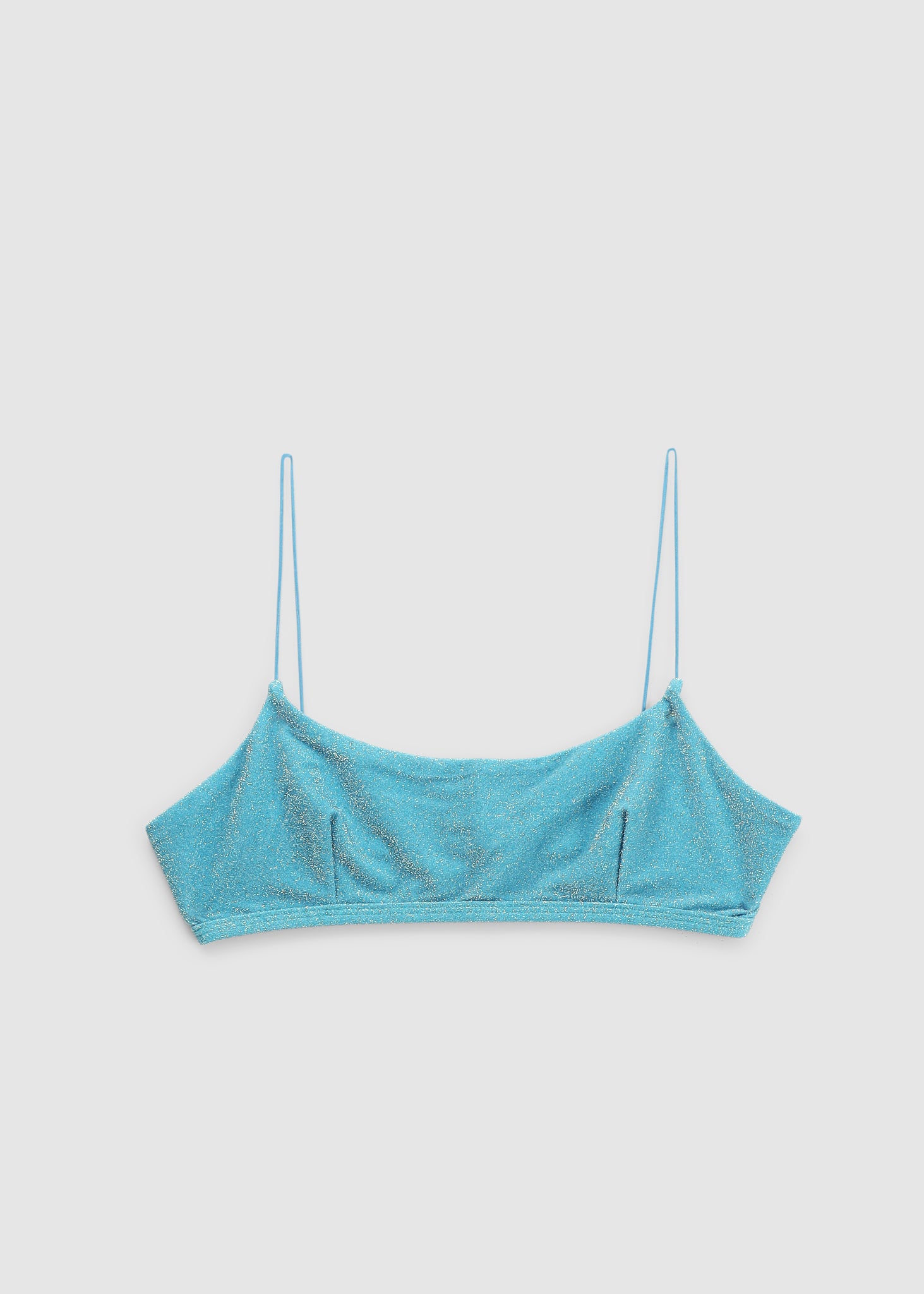 Image of It's Now Cool Womens Lurex Bikini Crop Top In Turquoise Lurex