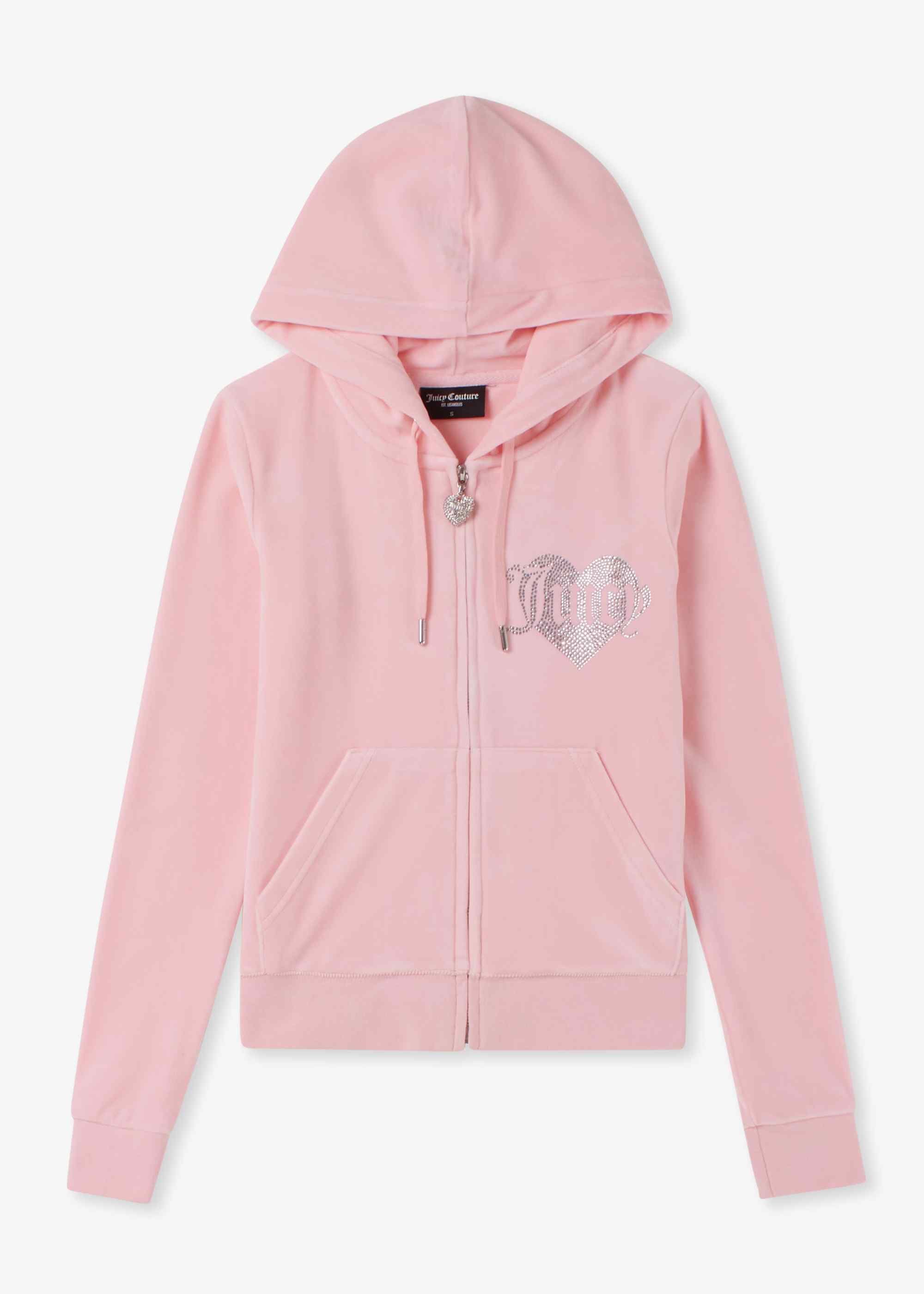 Juicy Couture Womens Robertson Heart Diamonte Hoodie In Almond Blossom - Pink