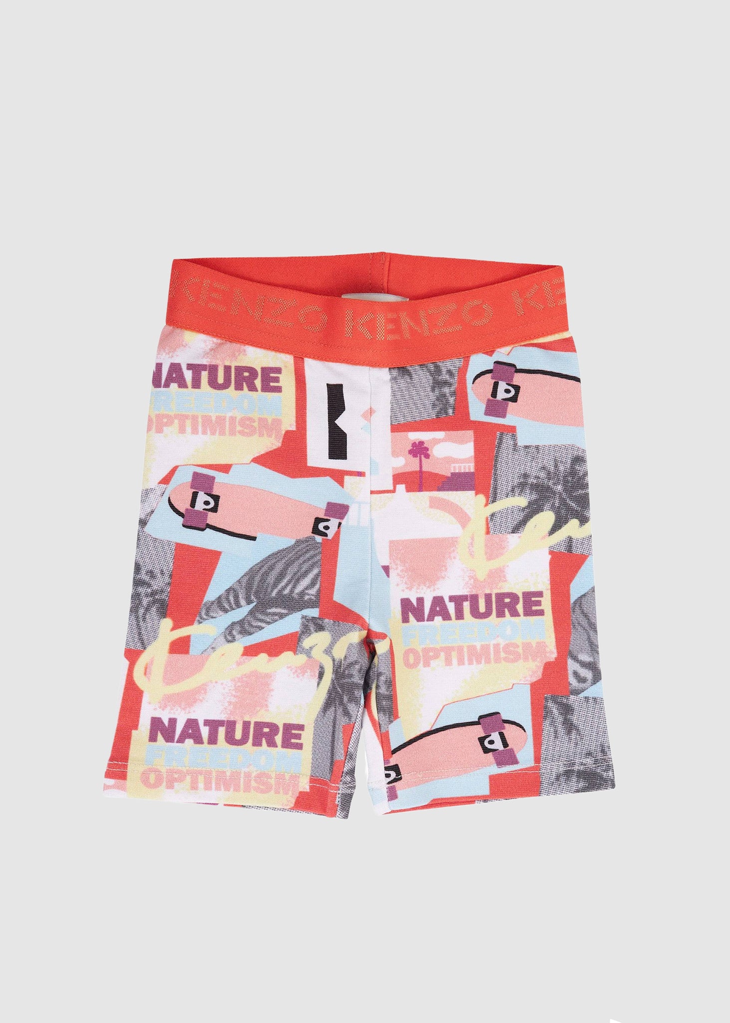 Image of Kenzo Kids Polaroid Cycling Shorts In Coral Red