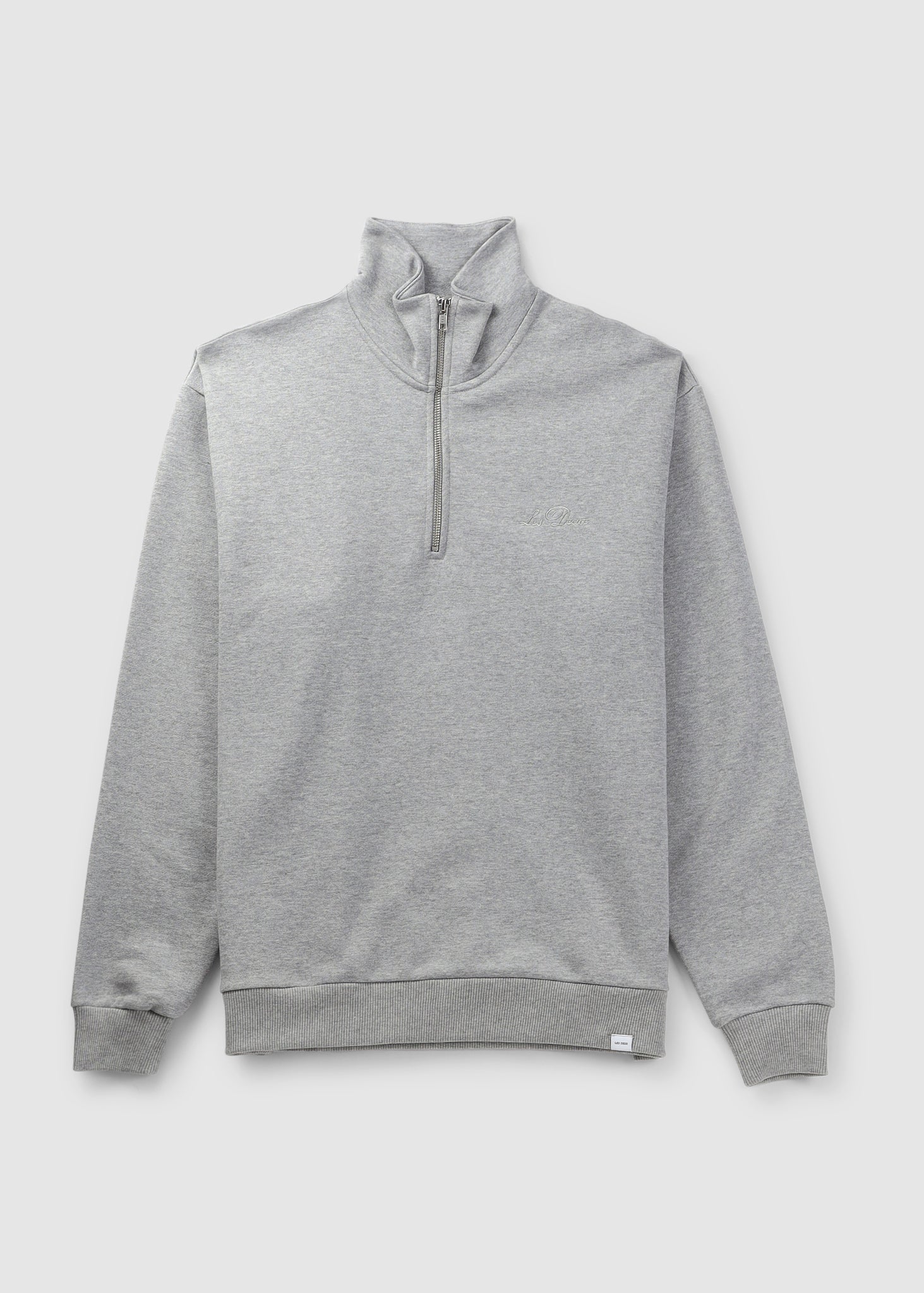 Image of Les Deux Mens Crew Half Zip Sweatshirt In Grey Mélange