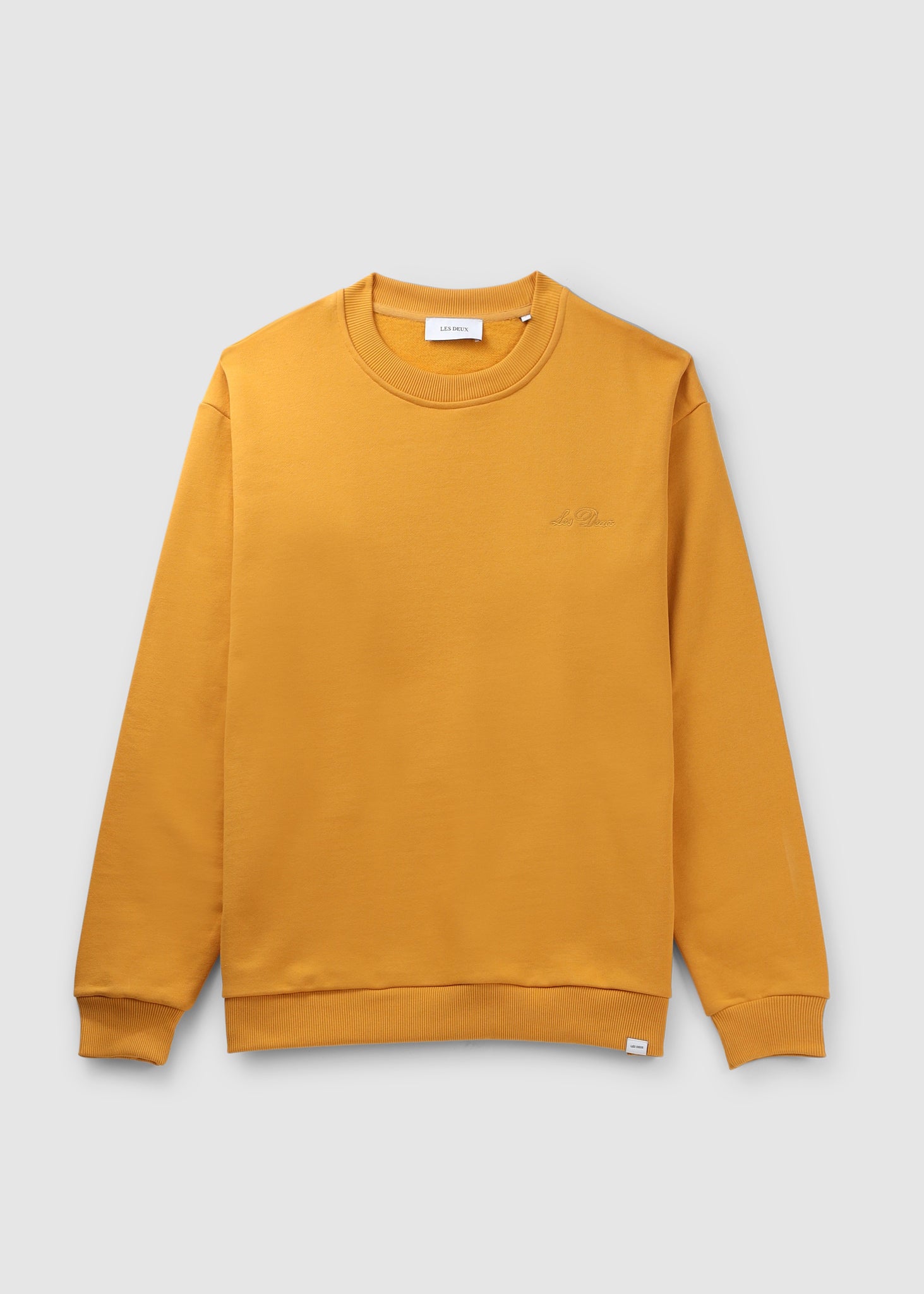 Image of Les Deux Mens Crew Sweatshirt In Mustard Yellow