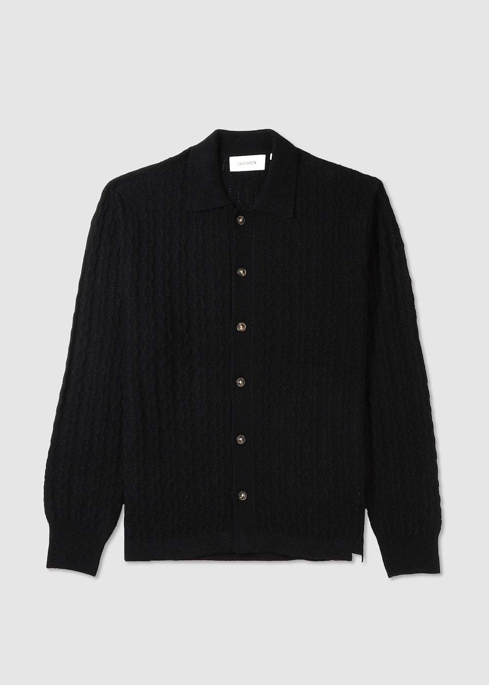 Image of Les Deux Mens Garret Knit Ls Shirt In Black