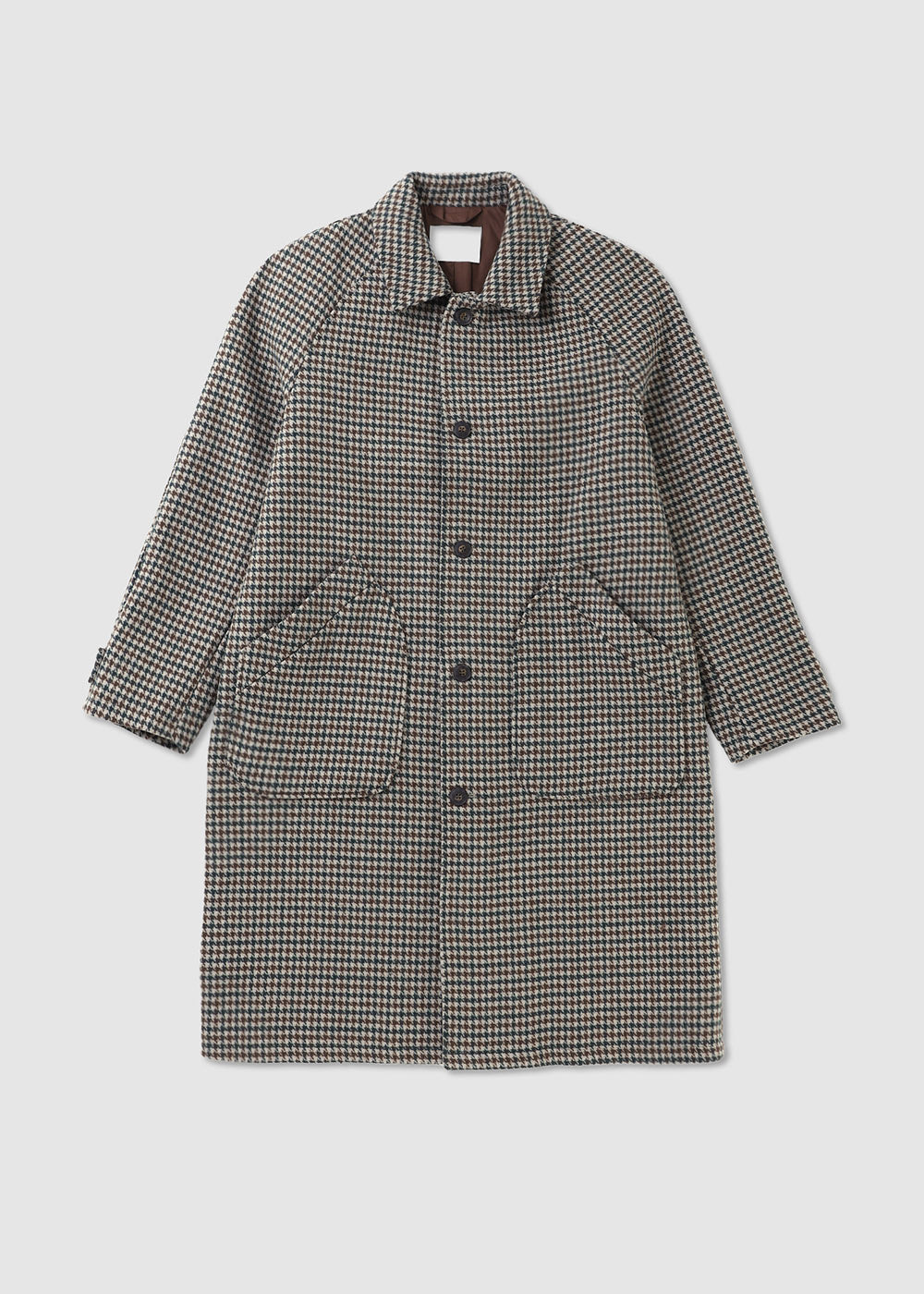 Image of Les Deux Mens Michael Houndstooth Coat 2.0 In Dark Sand/Pine Green