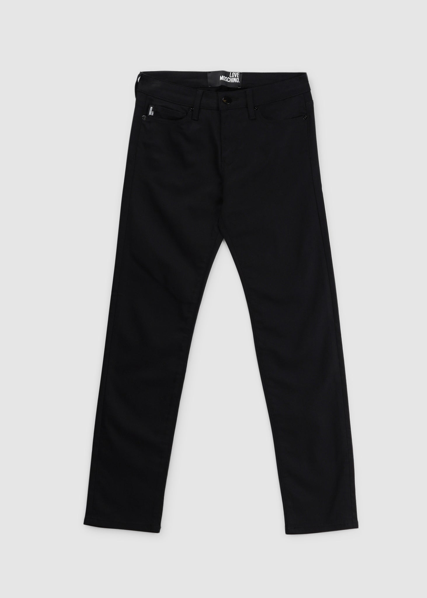 Image of Love Moschino Womens Black Small Logo Denim Jeans