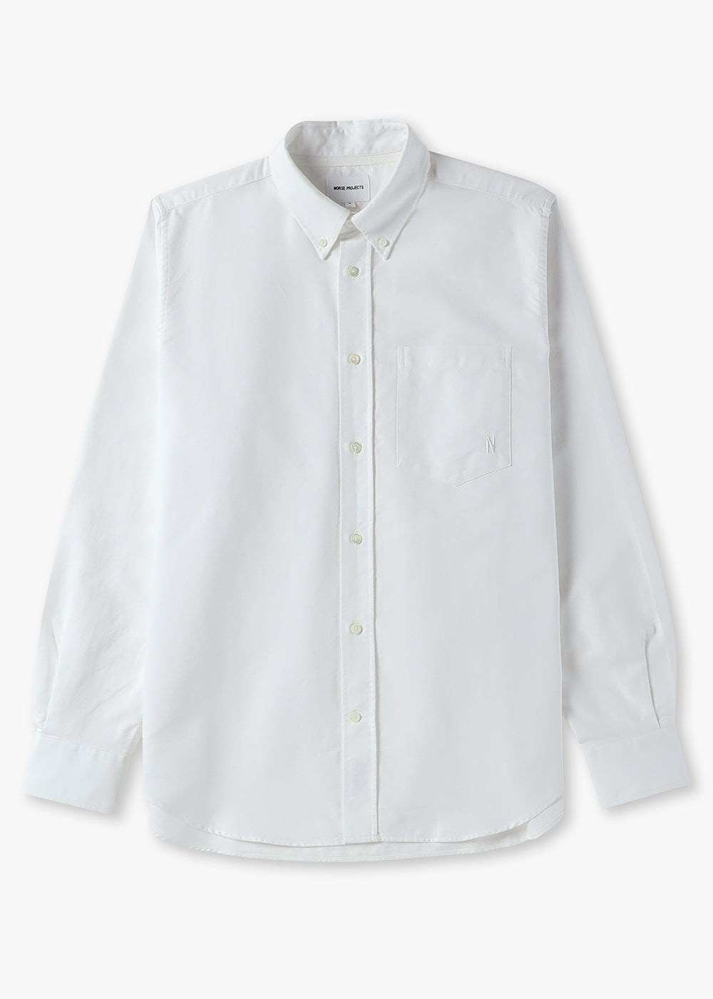Image of Norse Projects Mens Algot Relaxed Organic Oxford Monogram Shirt In White