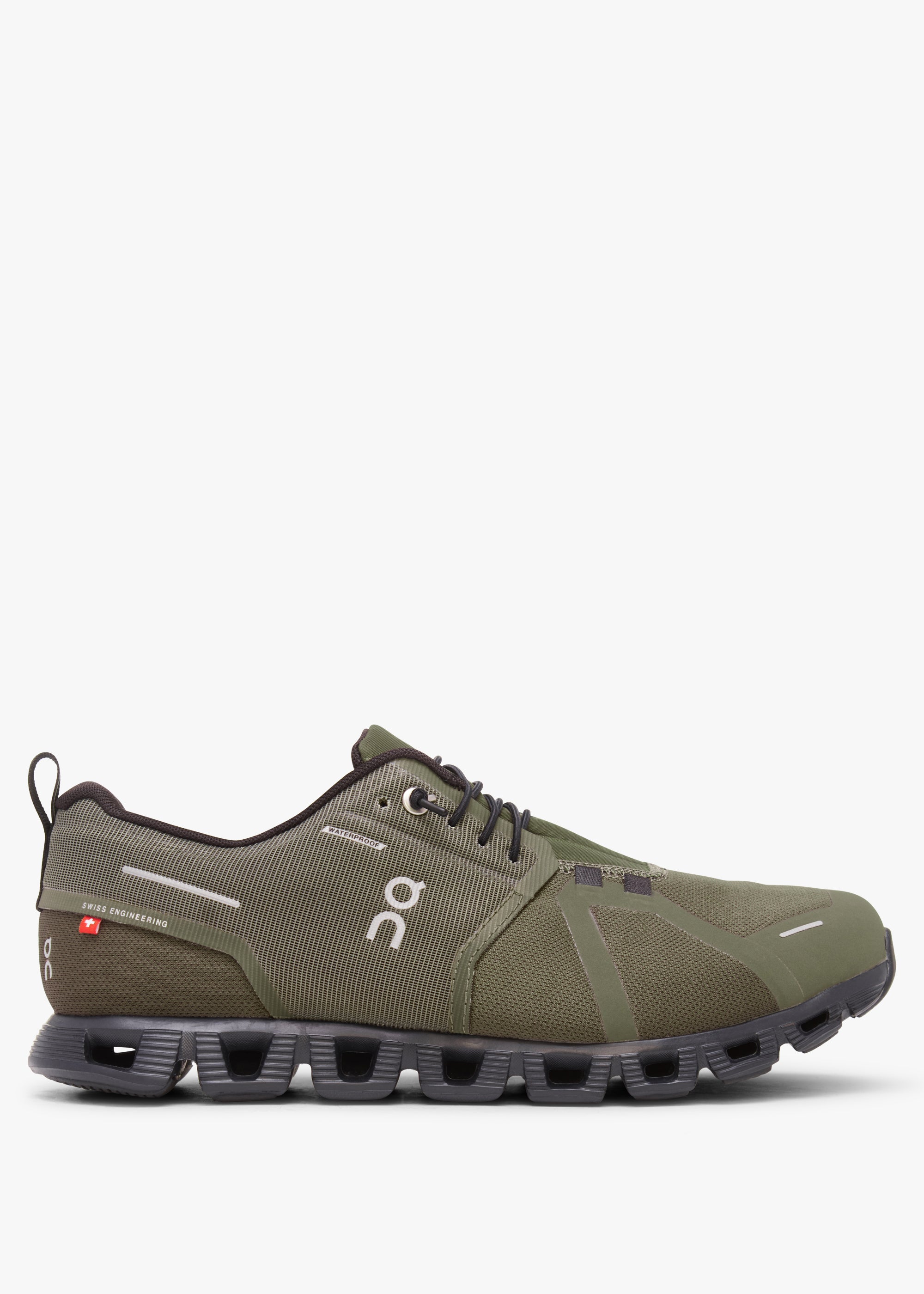 On Running Mens Cloud 5 Waterproof Olive Trainers - Green