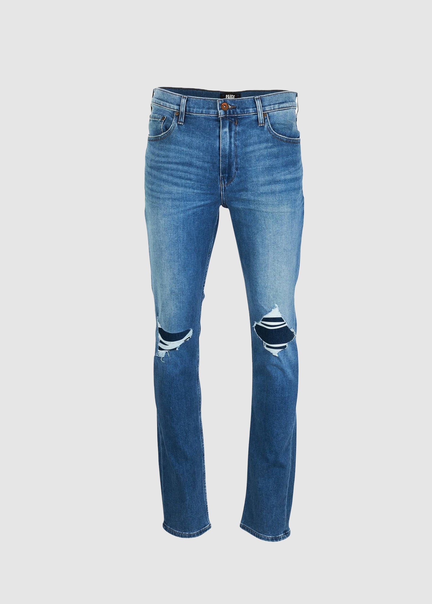 Image of Paige Mens Lennox Archie Destructed Jeans In Blue