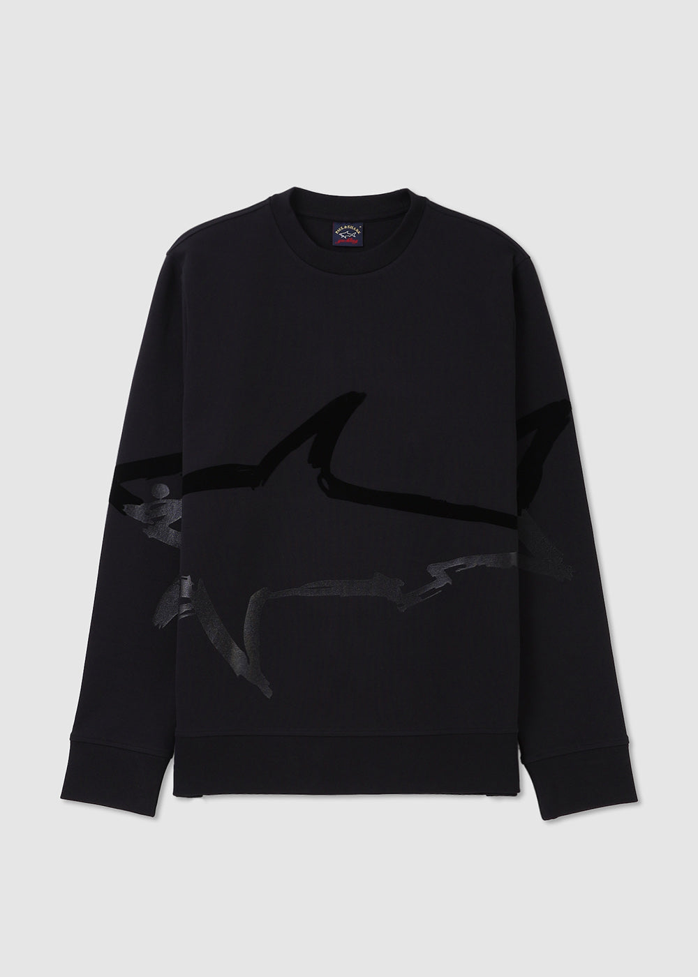 Image of Paul & Shark Mens Maxi Shark Print Sweatshirt In Black
