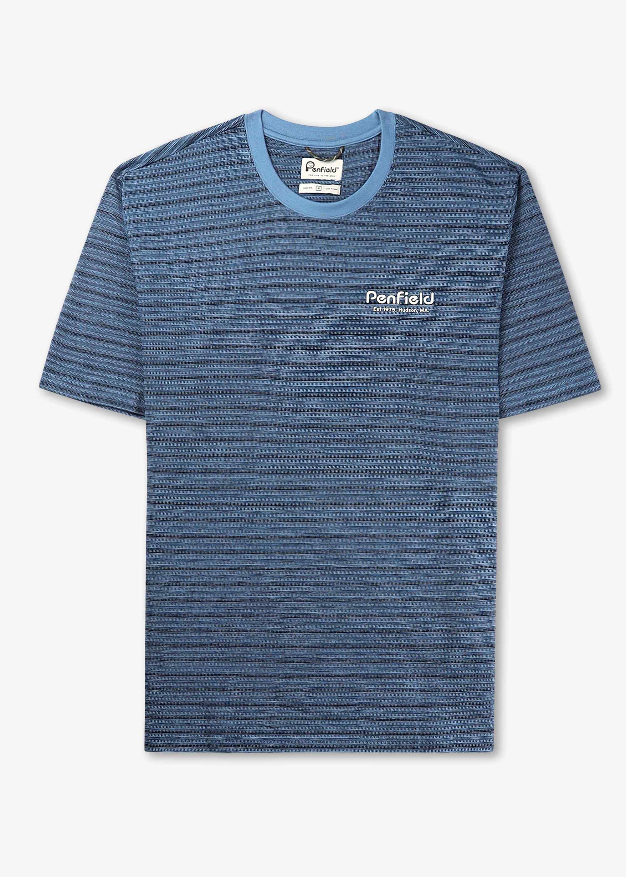 Image of Penfield Mens Textured Strip T-Shirt In Blue
