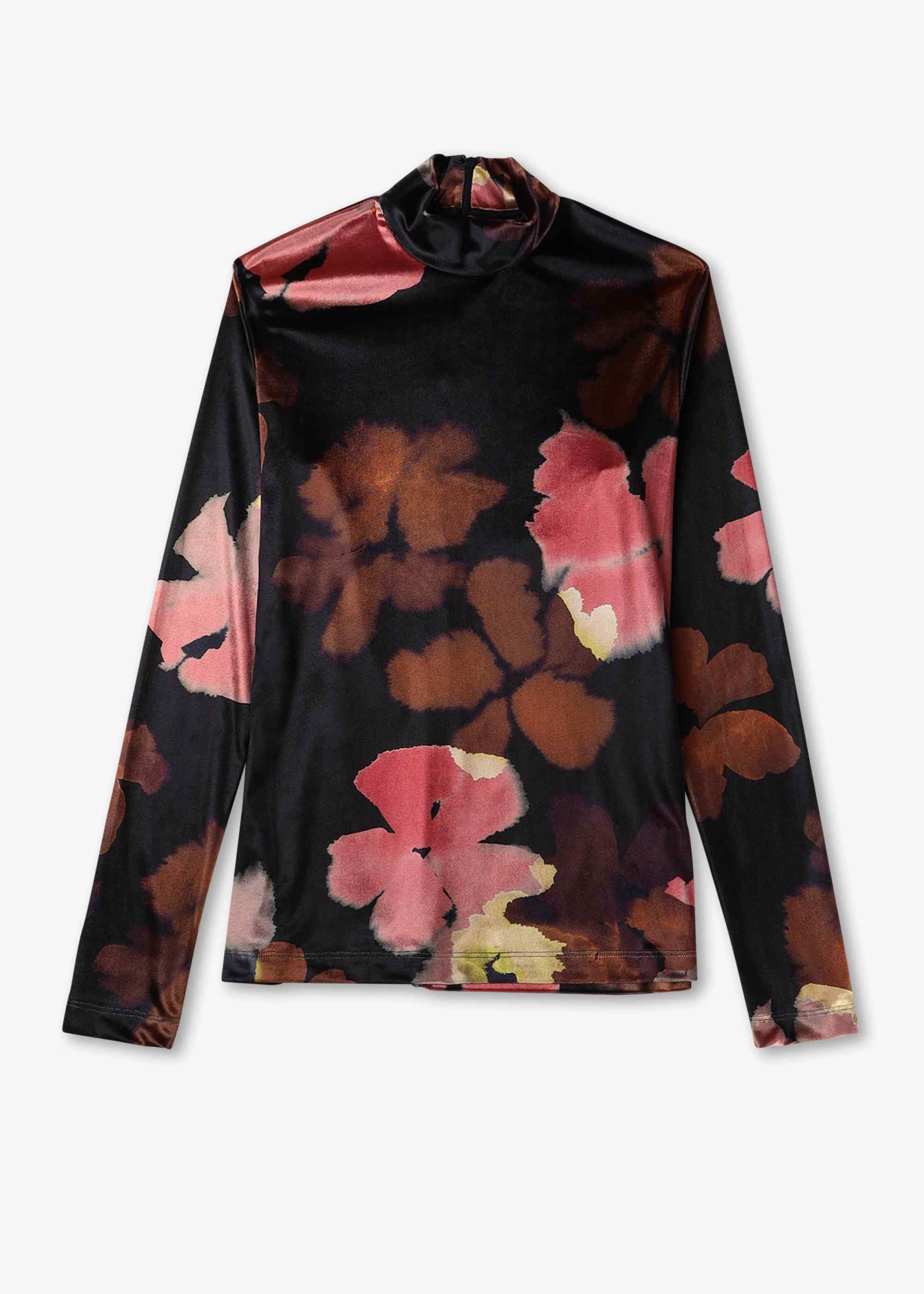 Ps Paul Smith Womens Floral Velvet Roll Neck Top In Oranges product