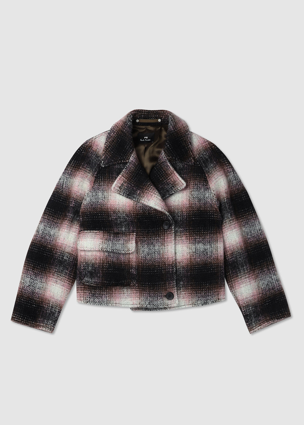 Image of Ps Paul Smith Womens Tartan Cropped Coat In Pinks