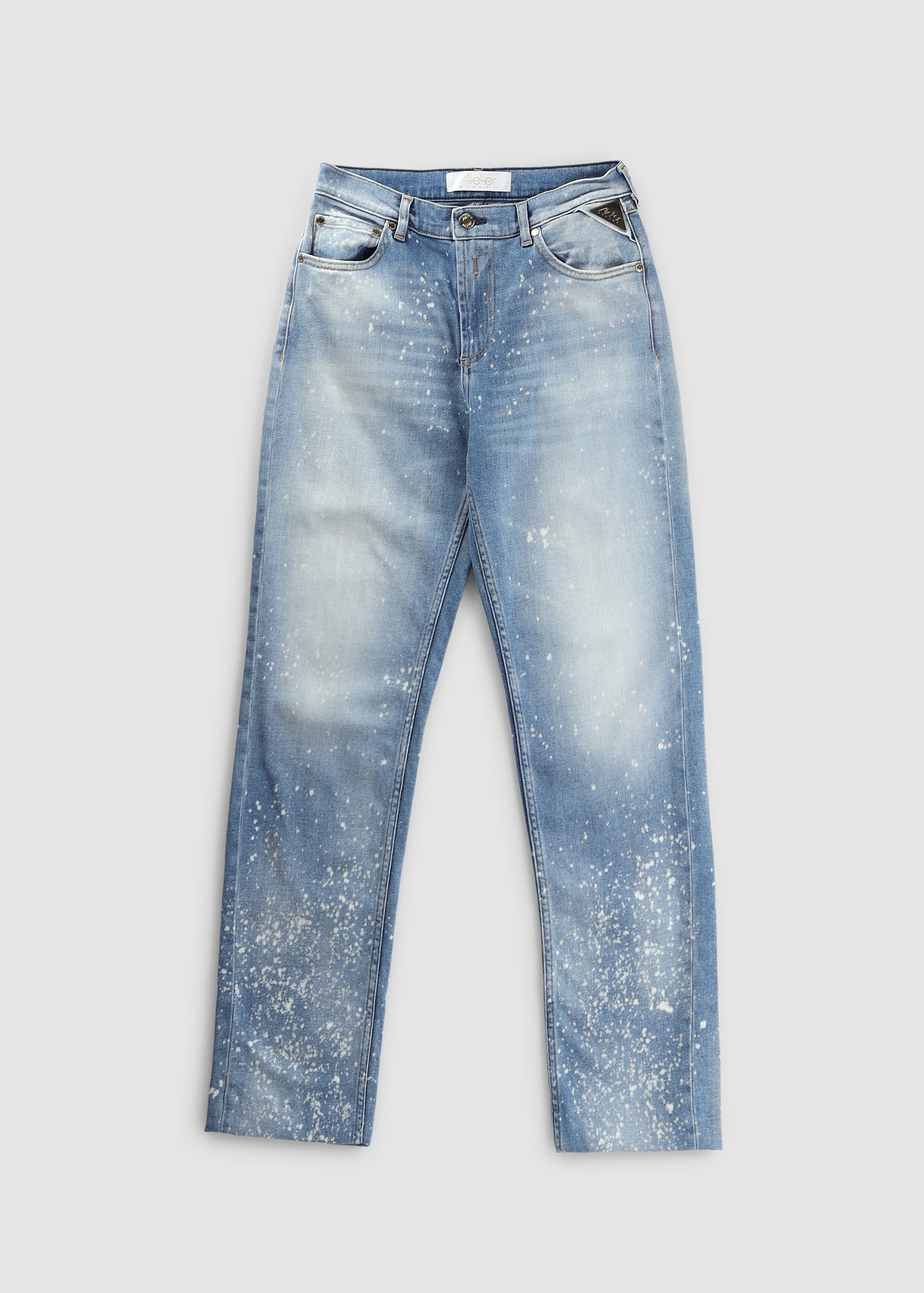 Replay Atelier Womens Maxile Straight Leg Jeans With Paint Splatter