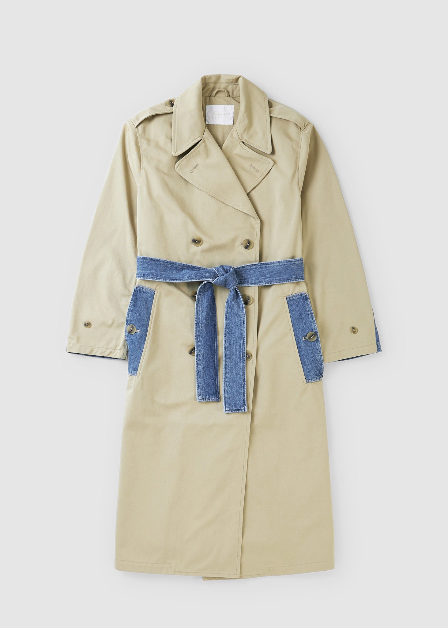 Replay Atelier Womens Trench Coat With Denim Panelling