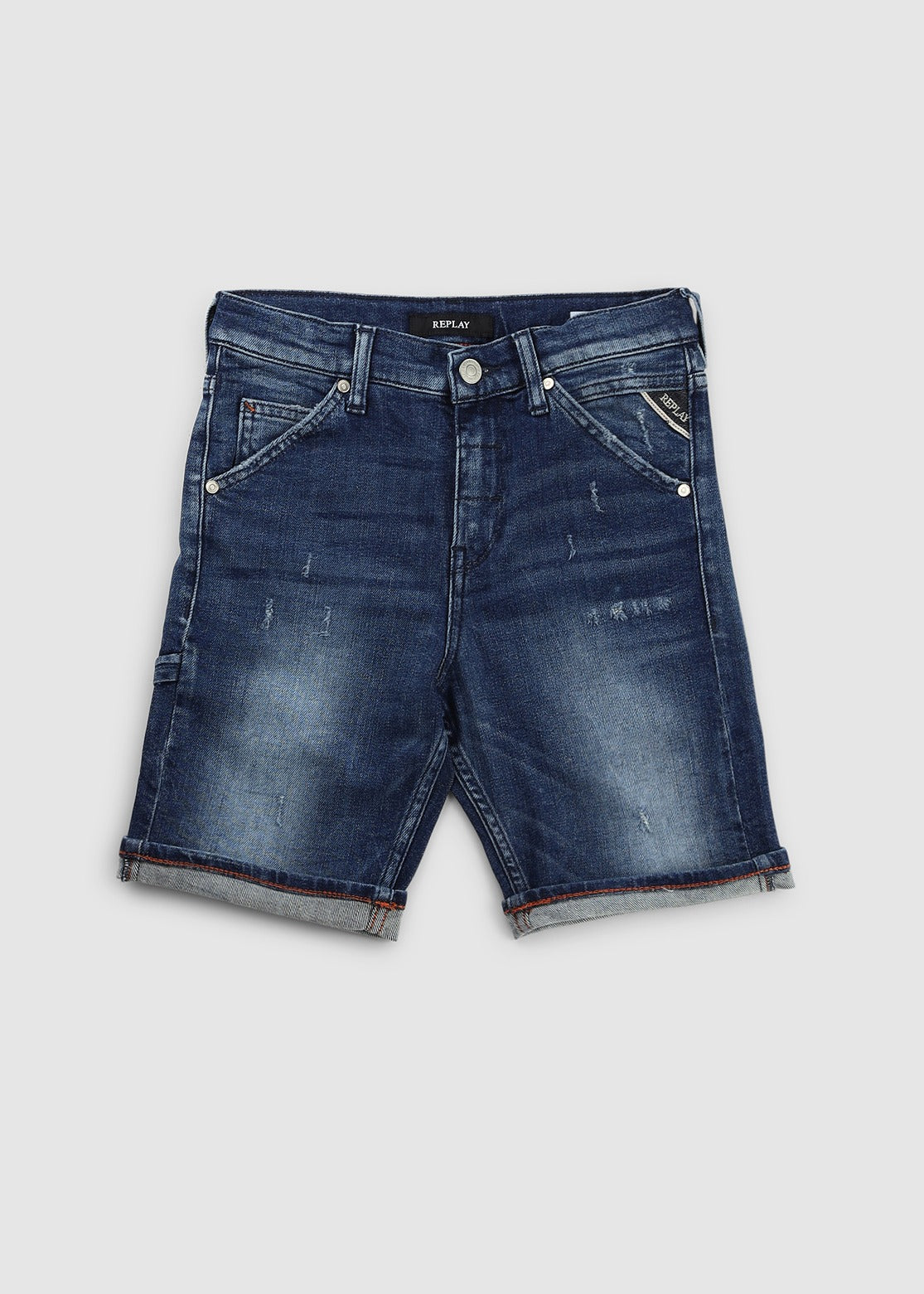 Image of Replay Kids Gekow Japanese Denim Shorts In Blue