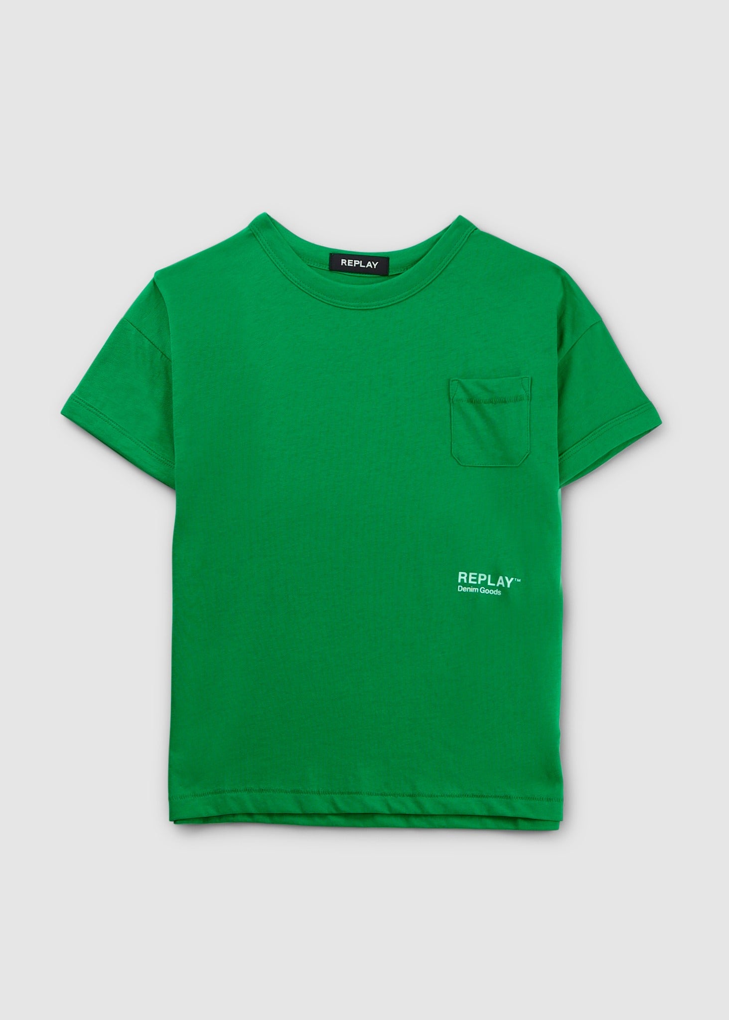 Image of Replay Kids Minimal Logo T-Shirt In Green