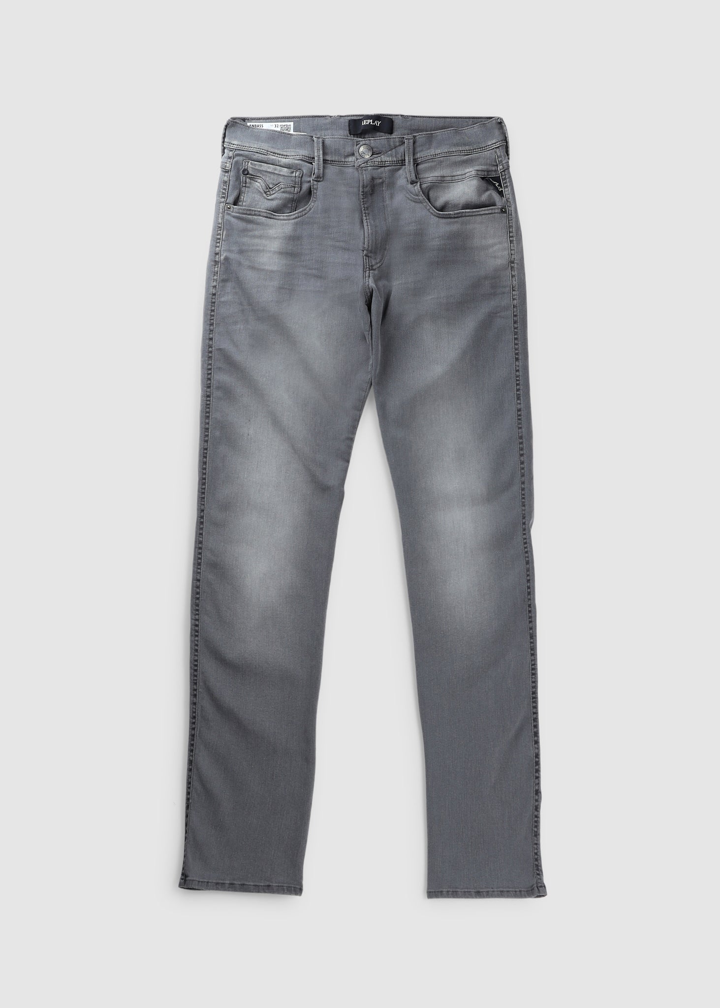 Image of Replay Mens Anbass Hyperflex Jeans In Light Grey