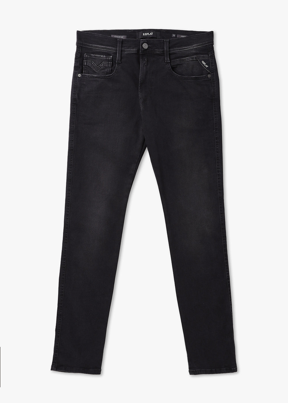 Image of Replay Mens Anbass Hyper Cloud Jeans In Black