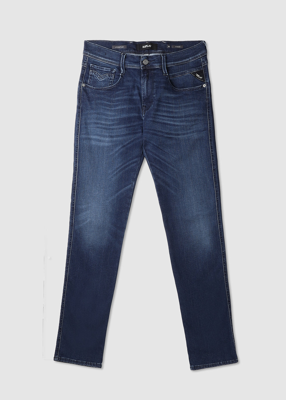 Image of Replay Mens Anbass Hyper Cloud Jeans In Dark Blue