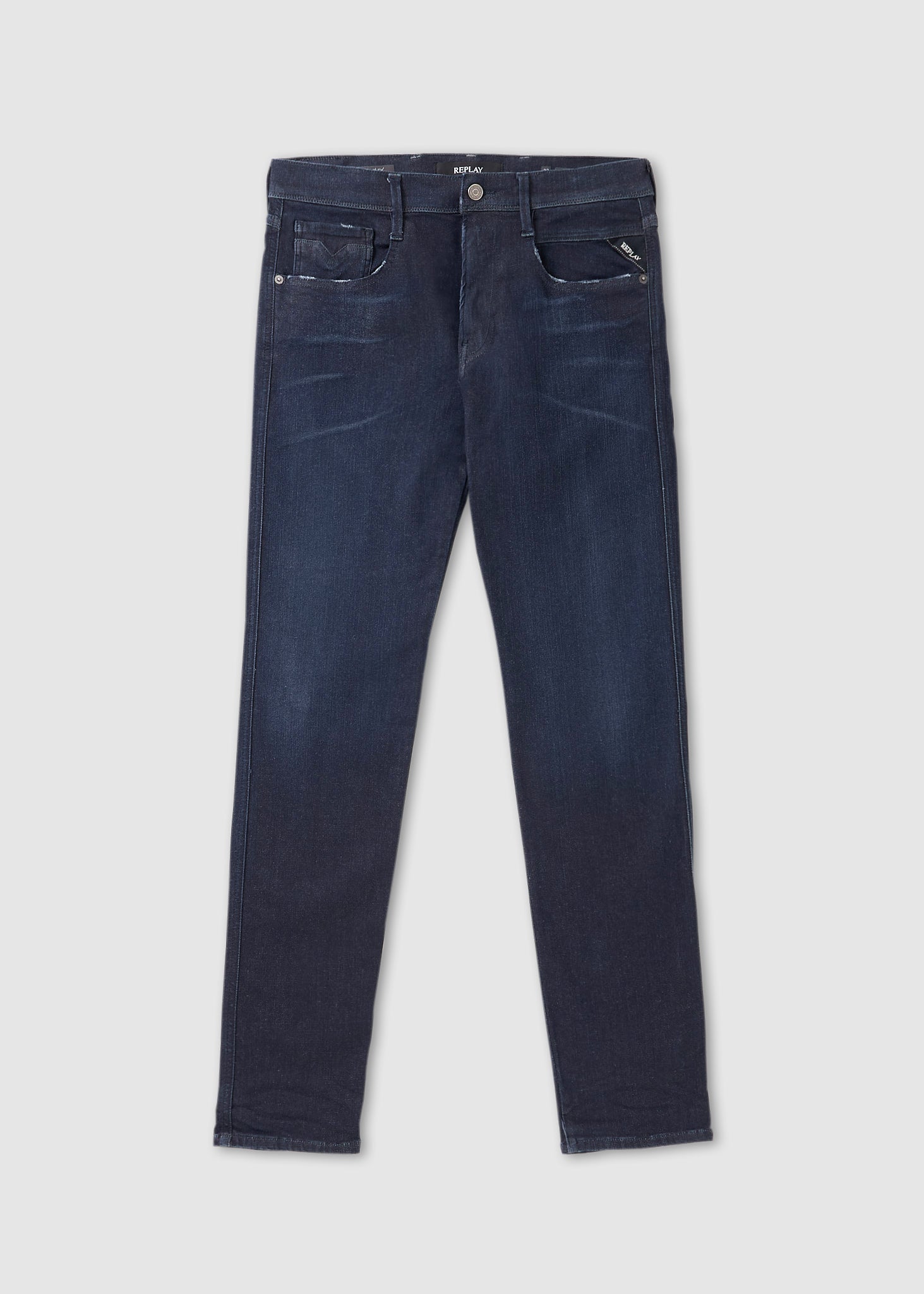 Image of Replay Mens Anbass Hyperflex Cloud Jeans In Navy