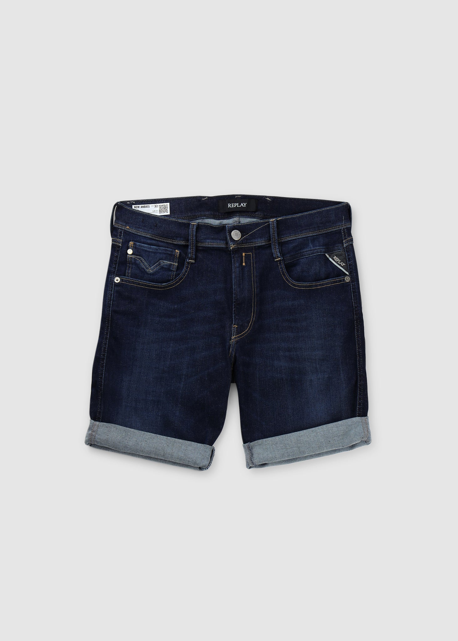 Image of Replay Mens New Anbass Shorts In Dark Blue