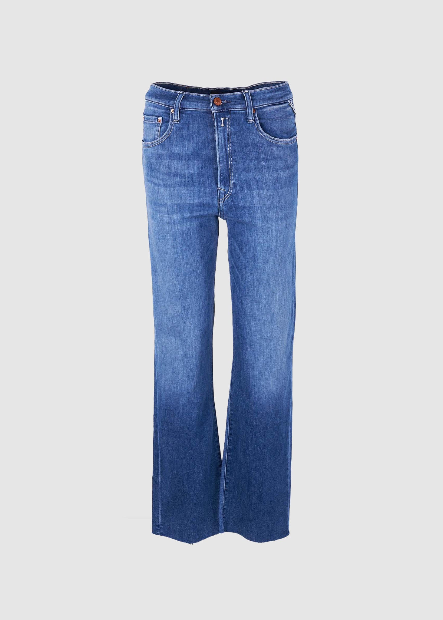 Image of Replay Womens Reyne Wide Leg Jeans In Mid Wash