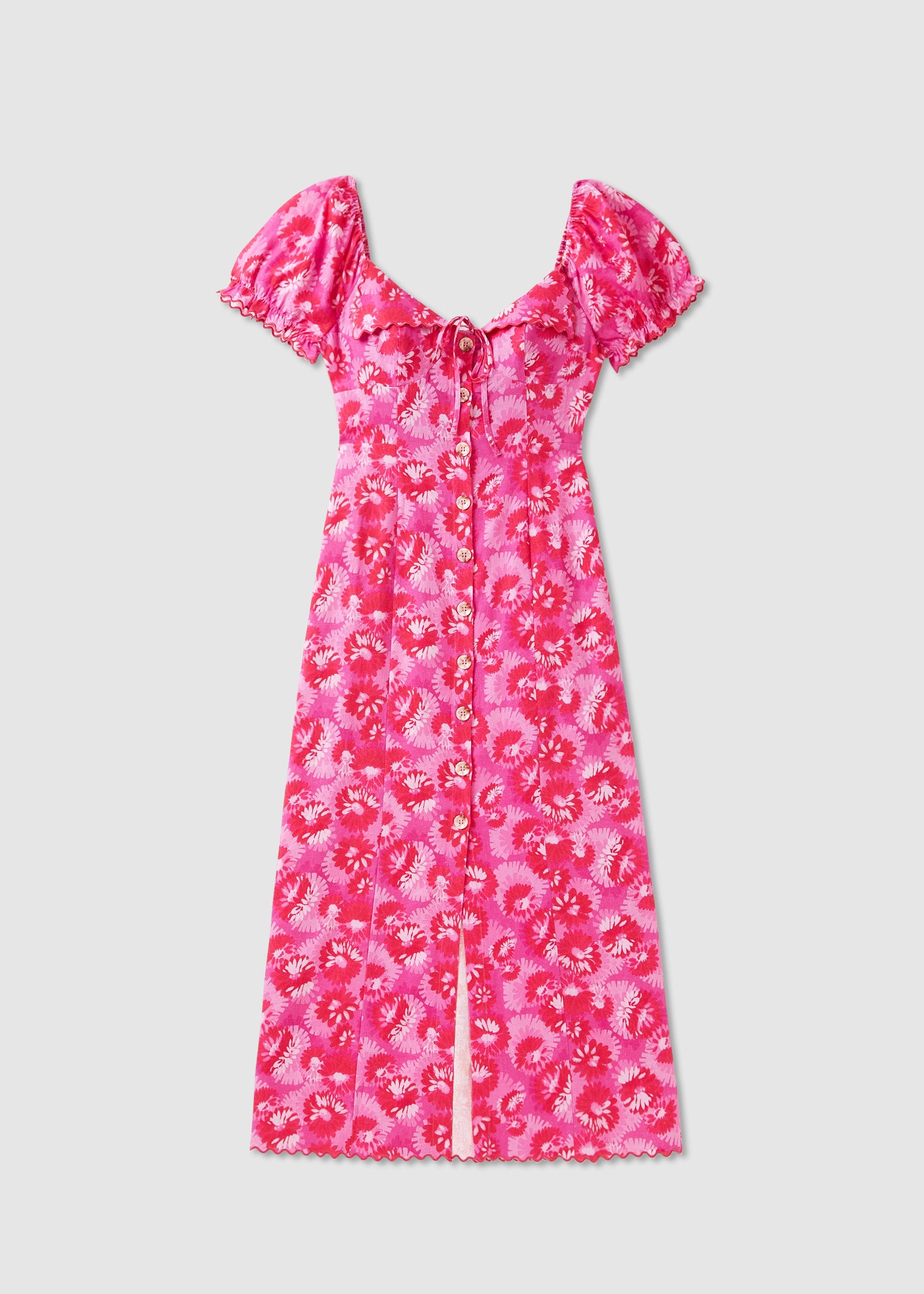 Image of Rixo Womens Briella Button Down Dress In Sunflower Fuschia