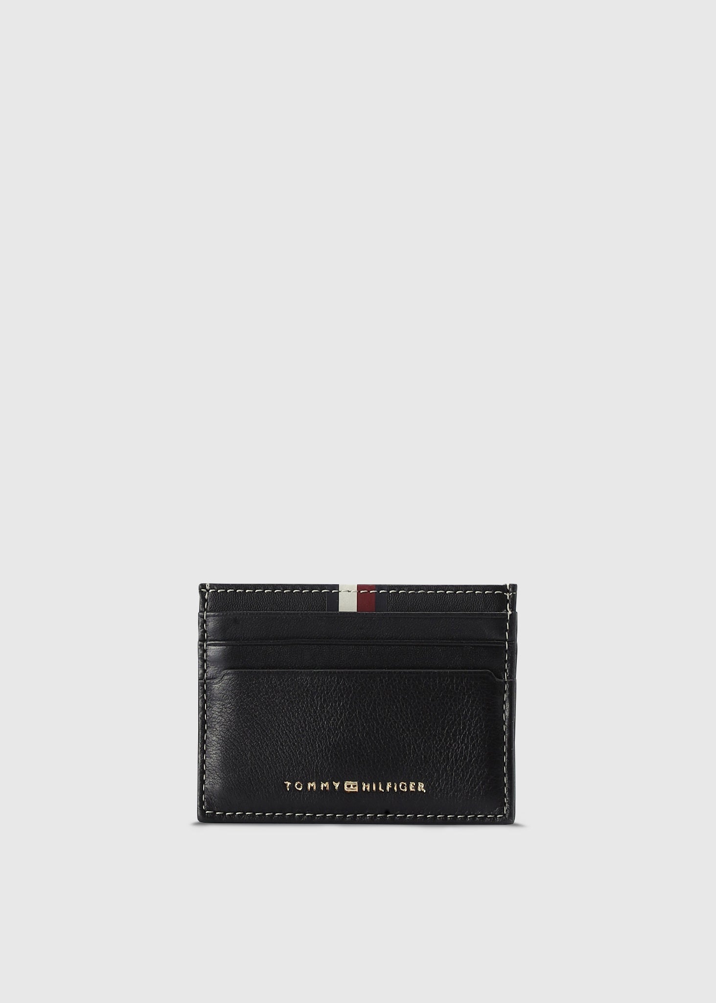 Image of Tommy Hilfiger Mens Corp Leather Cc Holder In Black