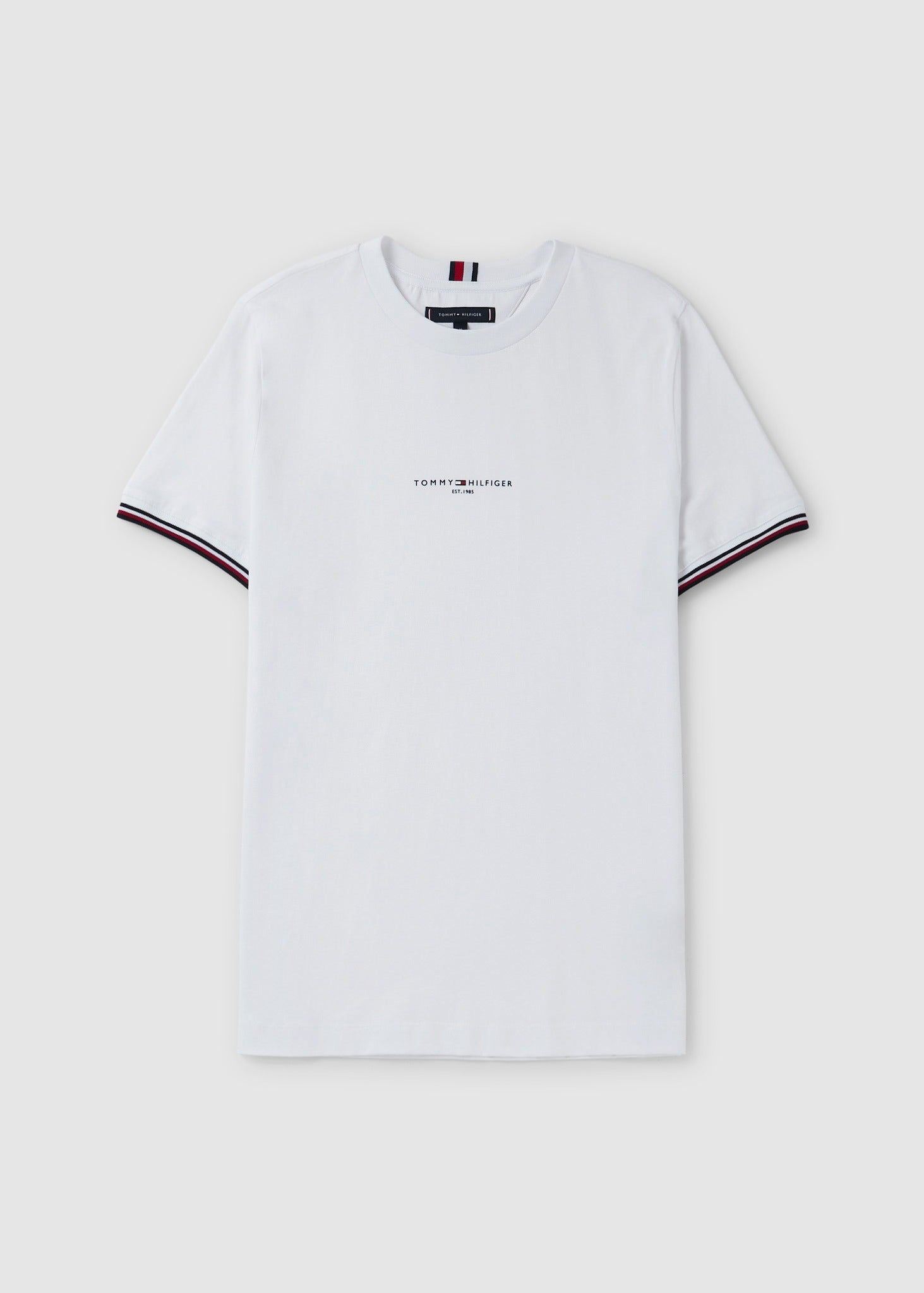 Image of Tommy Hilfiger Mens Tommy Logo Tipped T-Shirt In White
