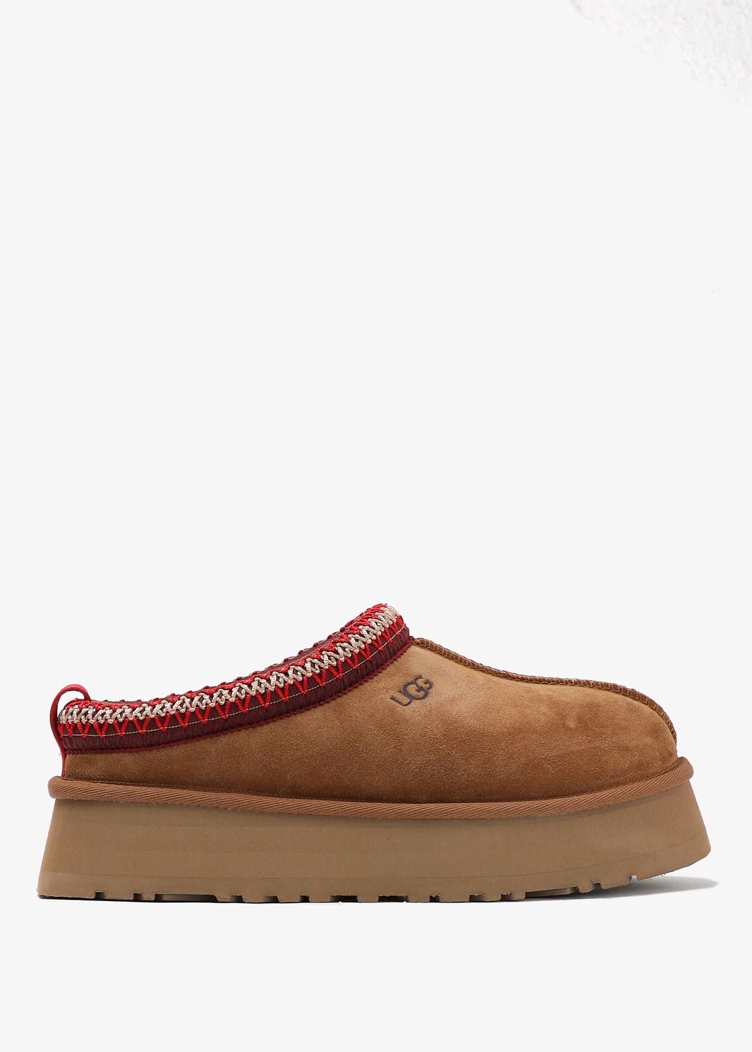 Ugg Womens Tazz Platform Slipper With Embroidery In Chestnut - Brown