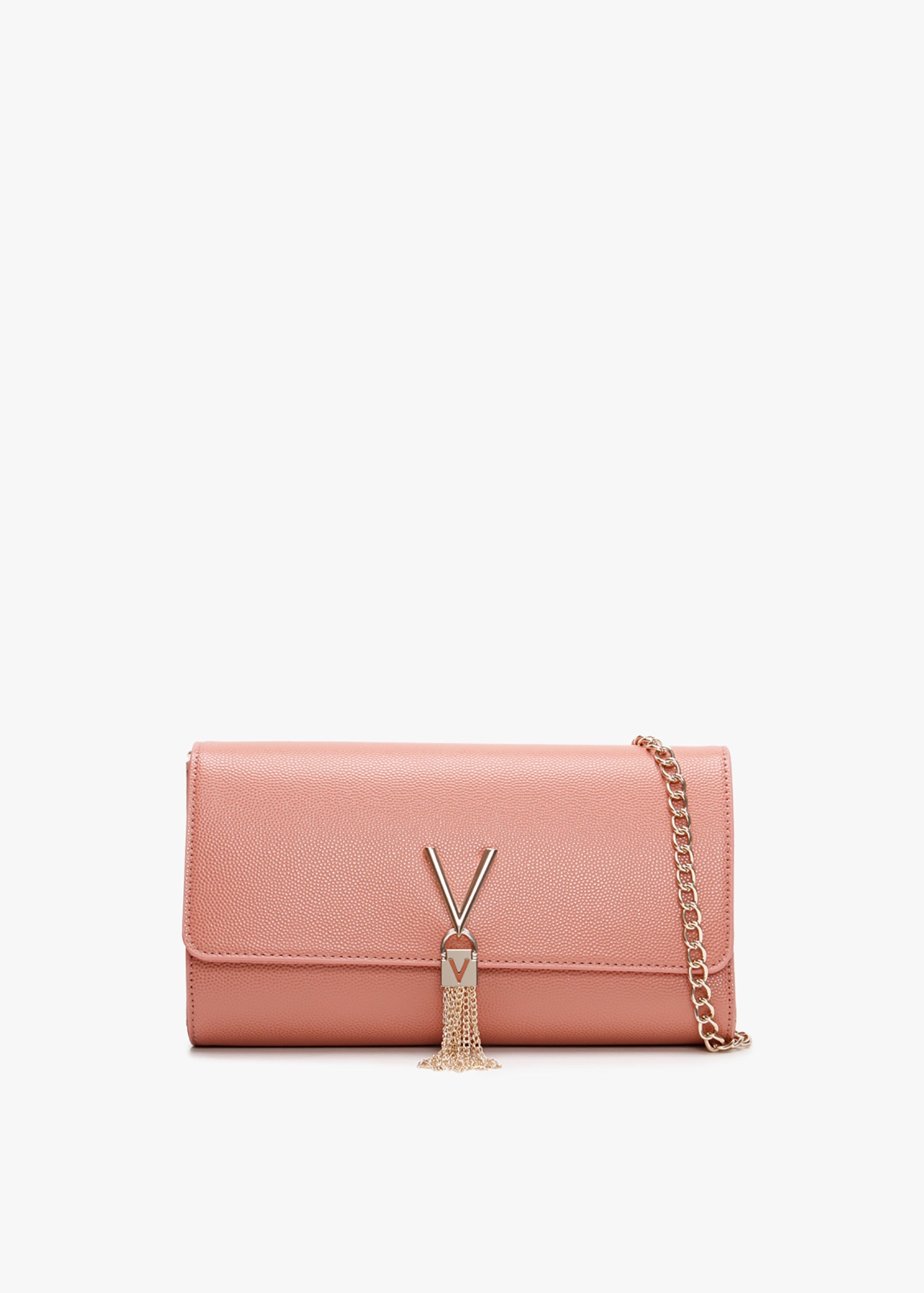 Valentino Bags Womens Divina Fold Over Clutch Bag With Chain Strap In Rosa Antico