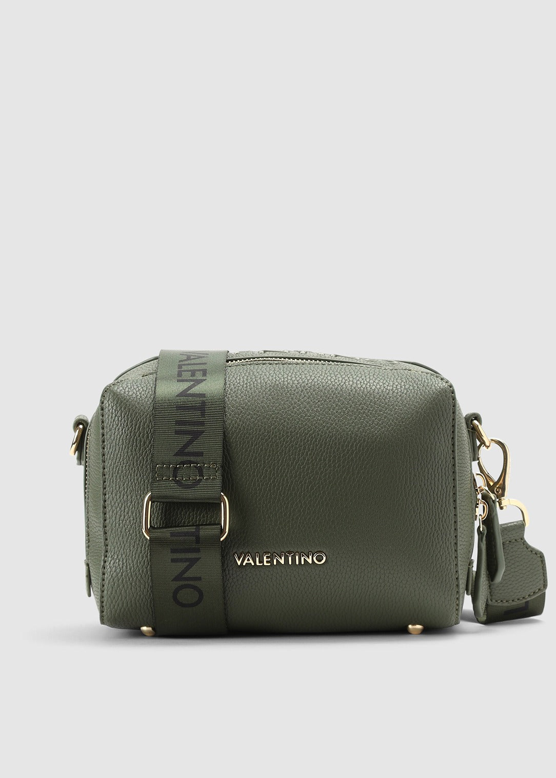 Valentino Bags Womens Pattie Crossbody Zip Bag With Logo Strap In Militaire/Multi
