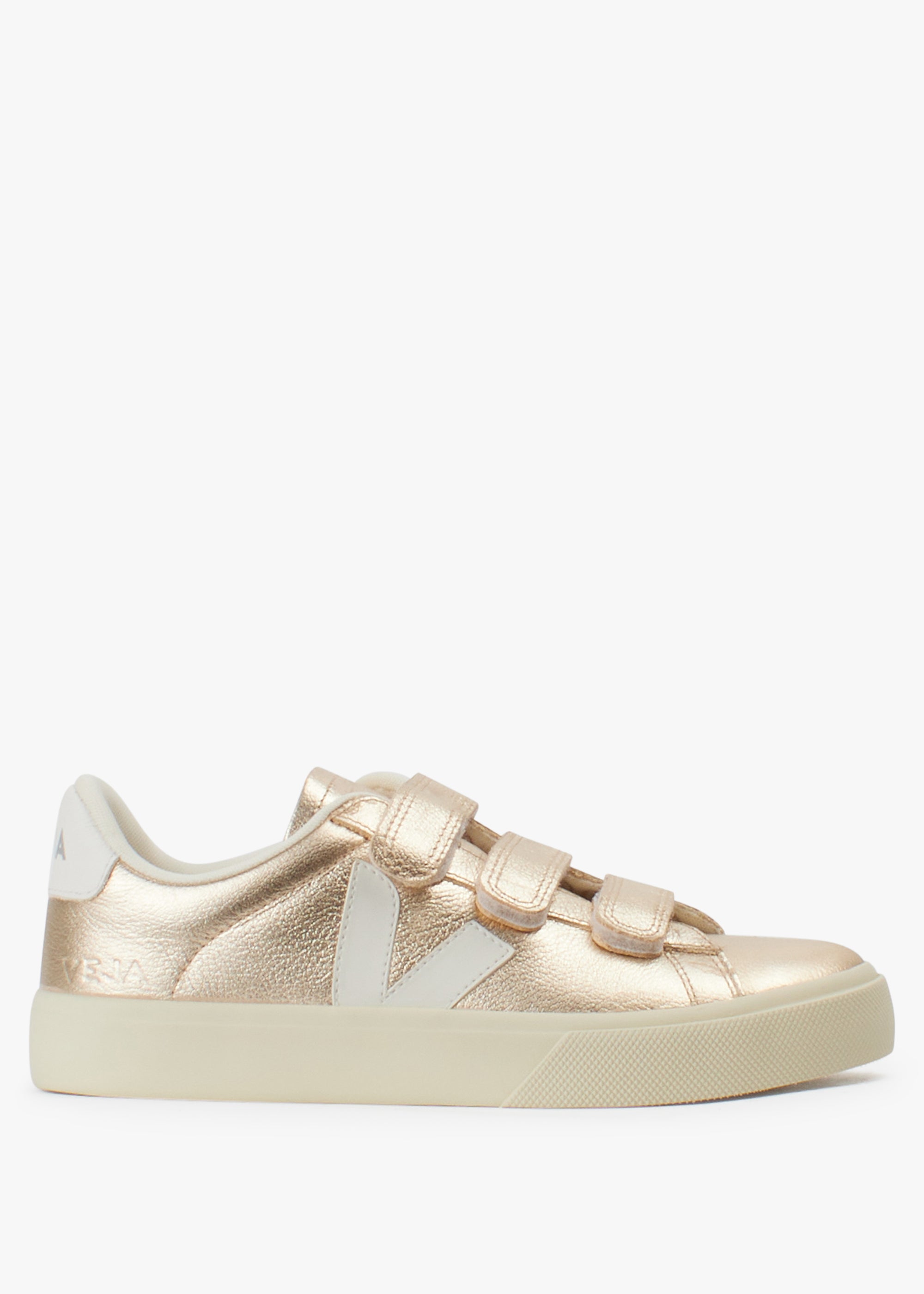 Image of Veja Womens Recife Logo Velcro Strap Trainers In Platine White